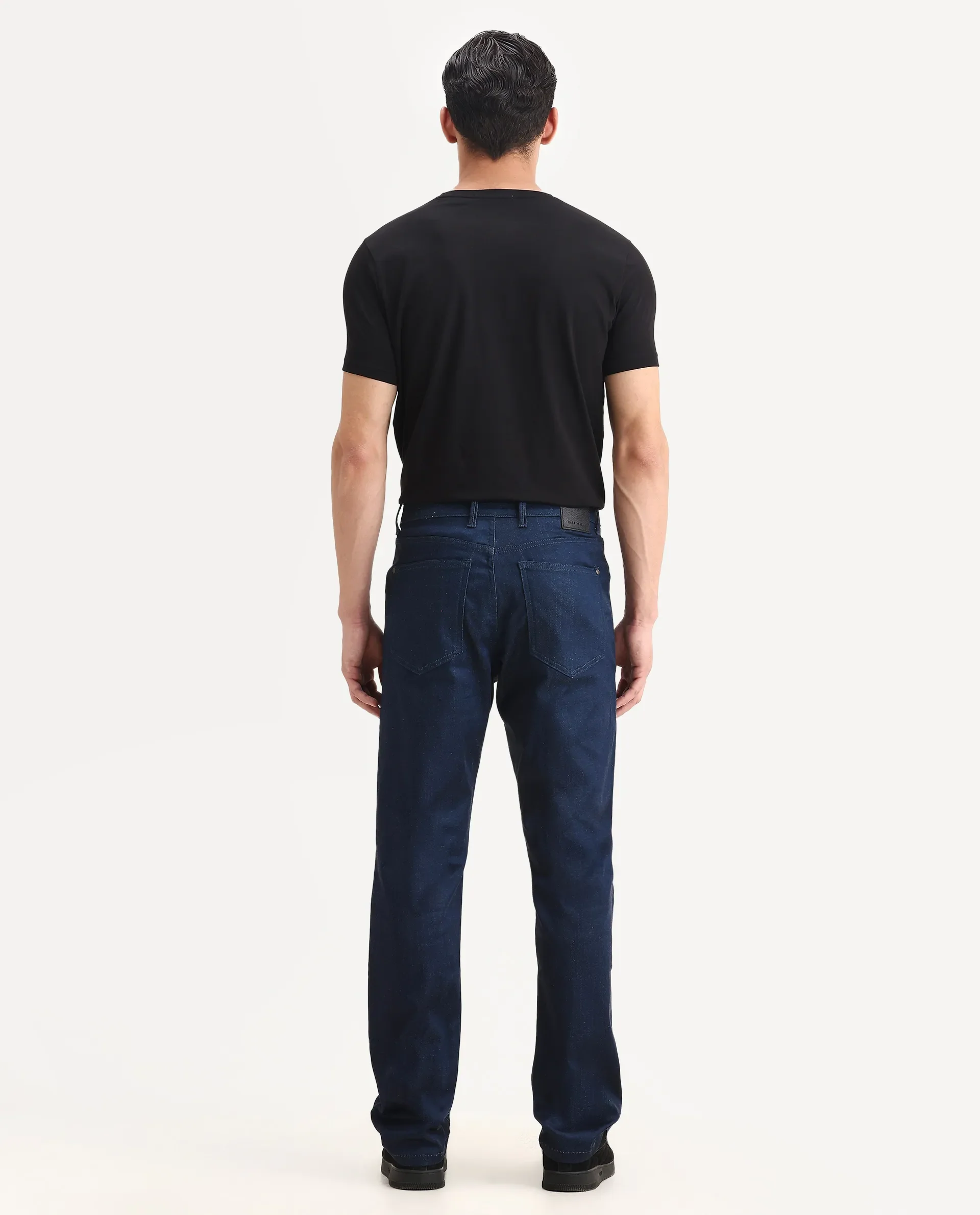 Rare Rabbit Men's Lucas-M Dark Blue Cotton Blend Fabric Morris Regular Fit Plain Jeans - Image 8