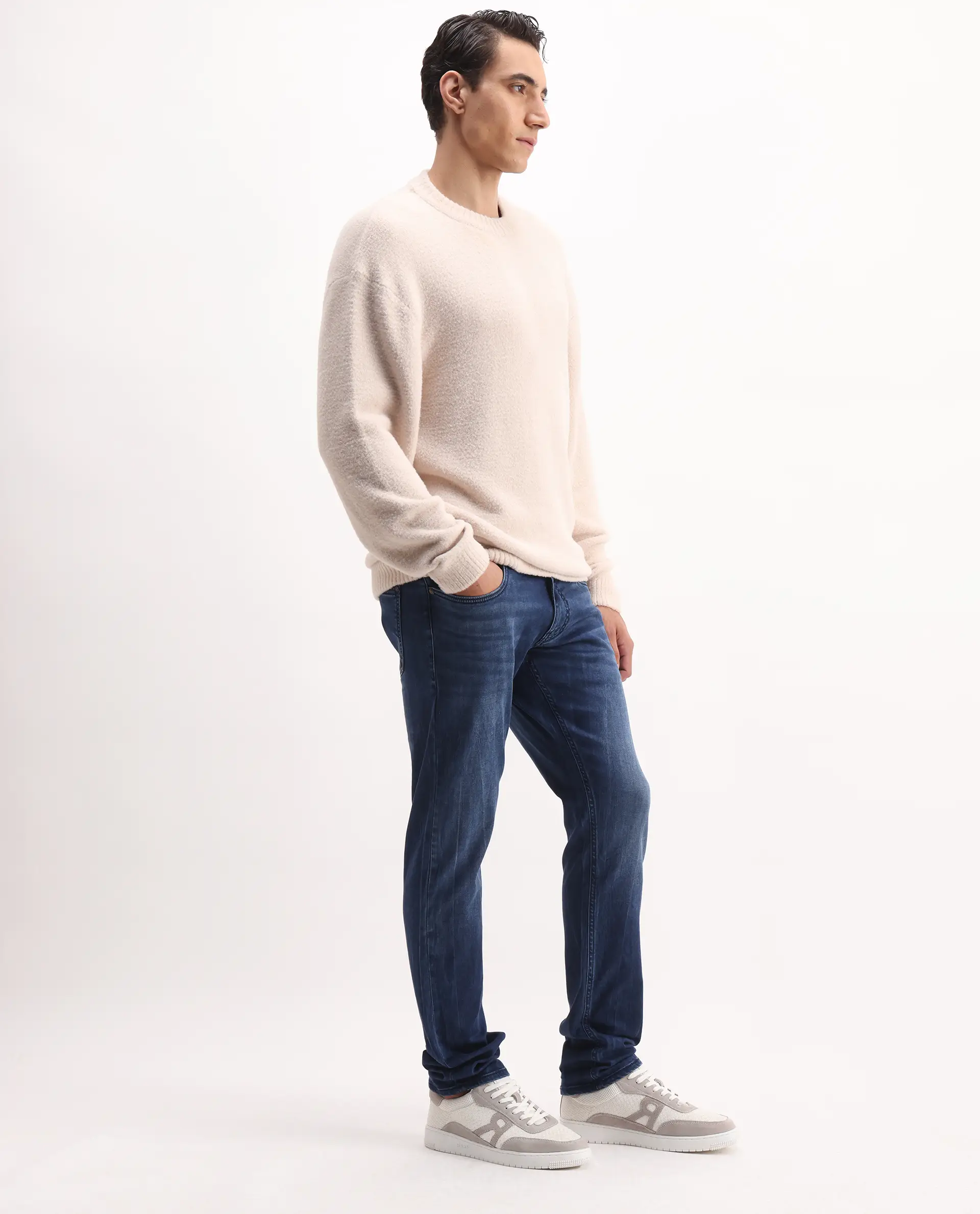 Rare Rabbit Men's Lucas-S Dark Blue Cotton Blend Plain Hawk Slim Fit Jeans - Image 7