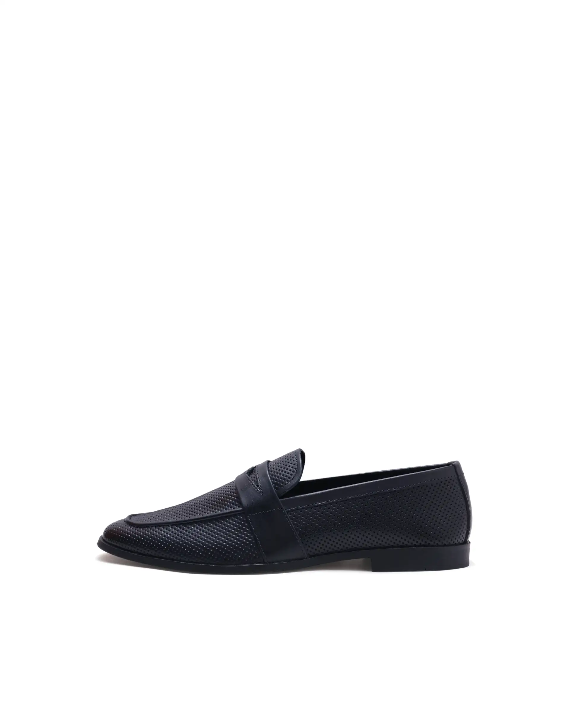 Rarez Men's Lucent Navy Leather Fabric Mocassin - Image 3