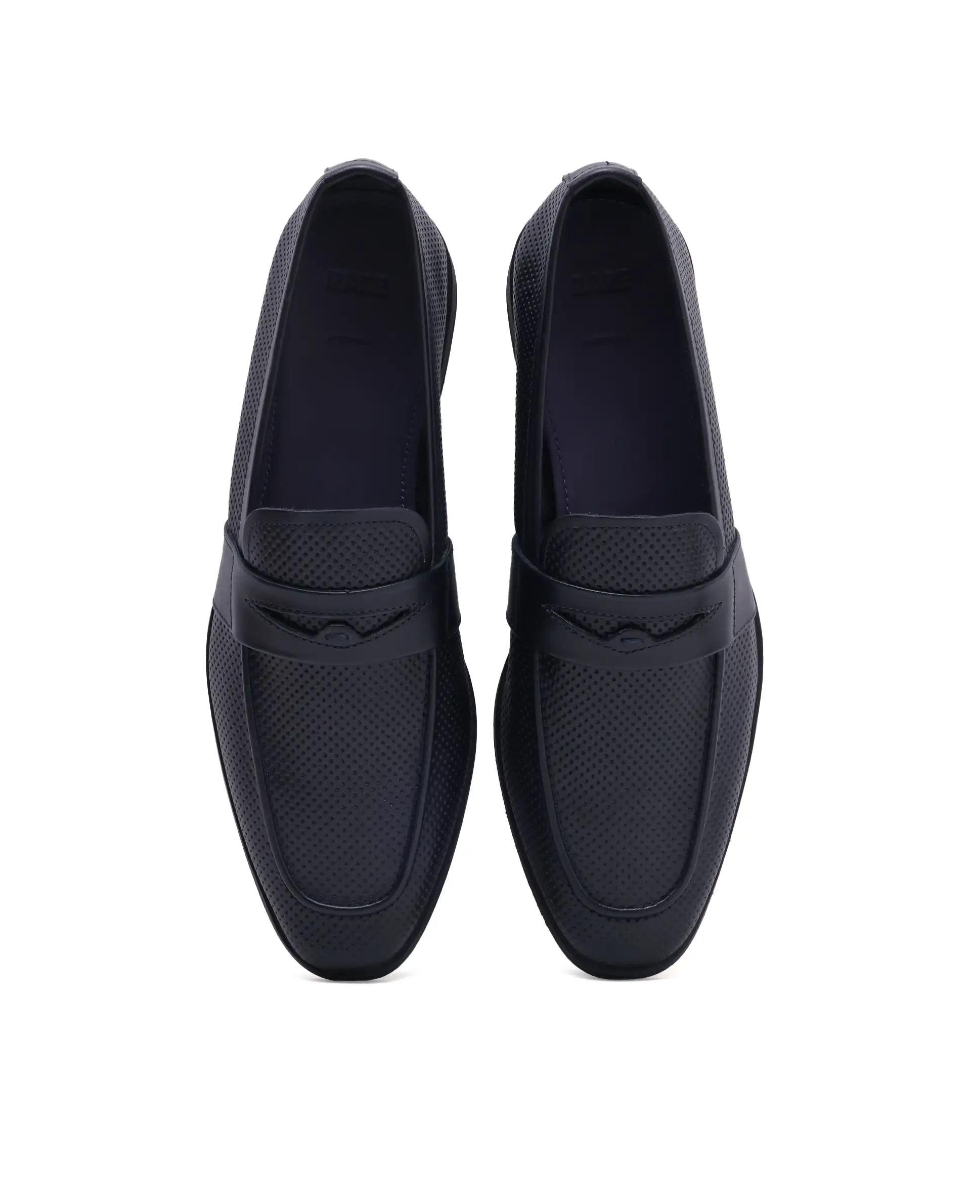 Rarez Men's Lucent Navy Leather Fabric Mocassin - Image 4
