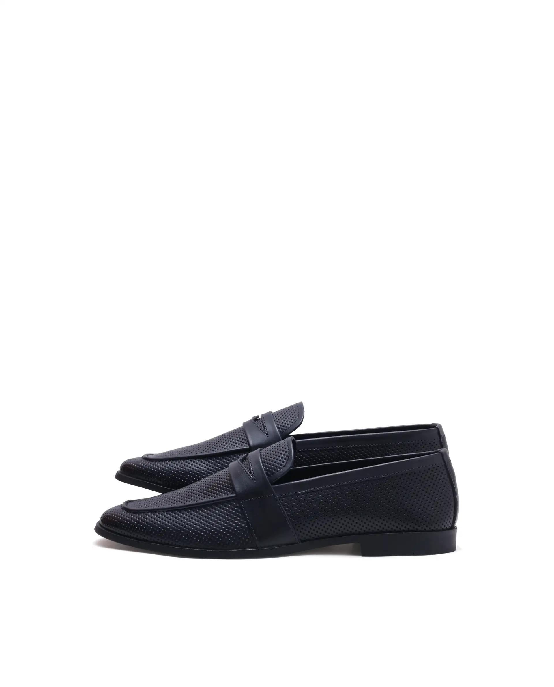 Rarez Men's Lucent Navy Leather Fabric Mocassin - Image 6