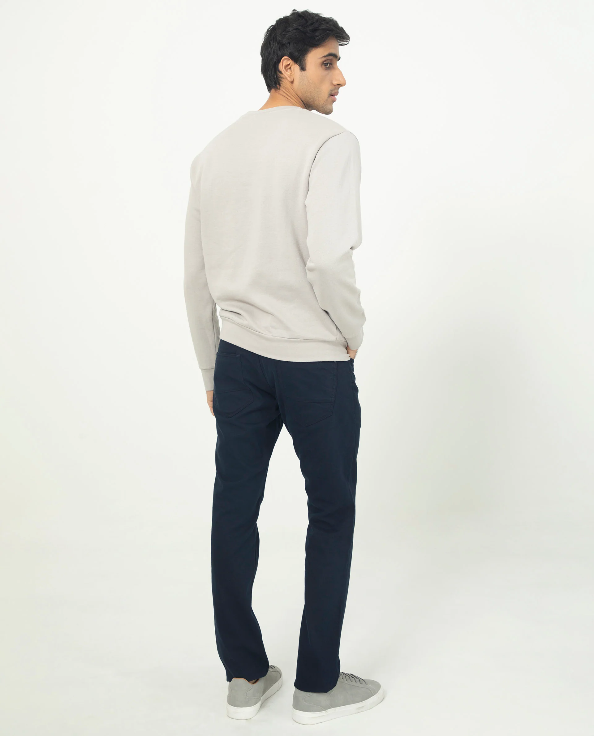 Rare Rabbit Men's Lucien Grey Cotton Embroidered Regular Fit Full Sleeve Crew Neck Sweatshirt - Image 9