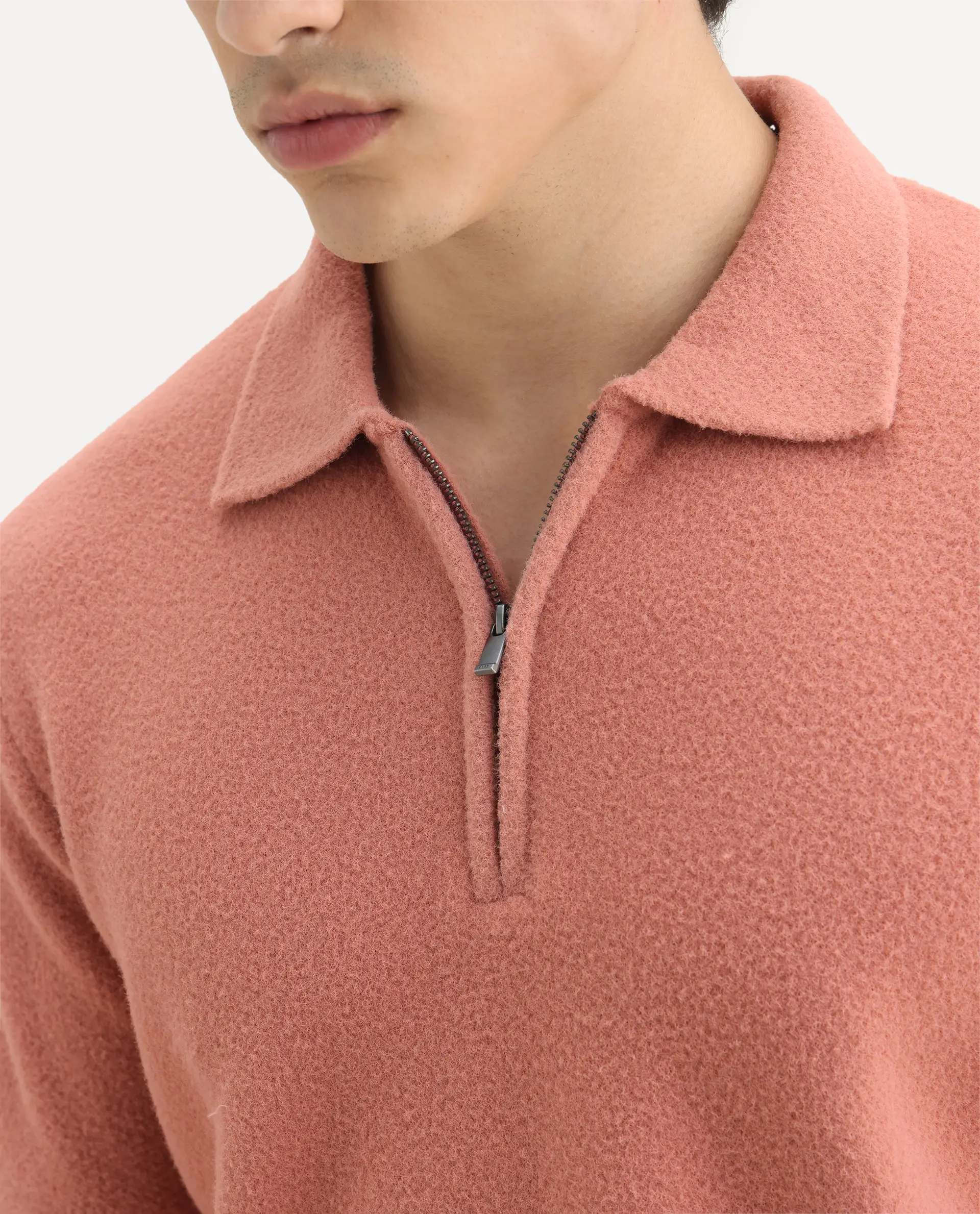 Rare Rabbit Men's Luco Orange Cotton Blend Fabric Collared Neck Regular Plain Polo - Image 3