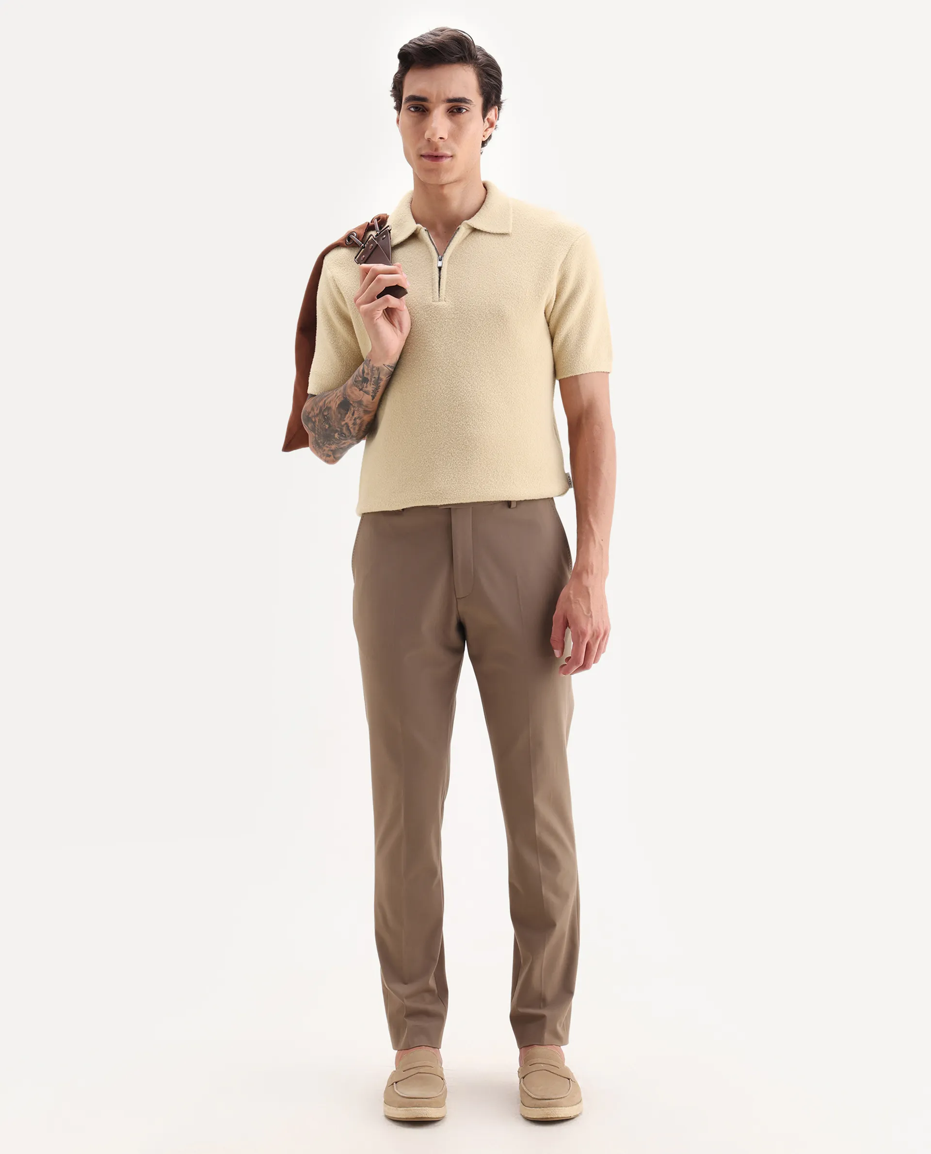 Rare Rabbit Men's Luco Yellow Cotton Blend Fabric Collared Neck Regular Plain Polo - Image 2