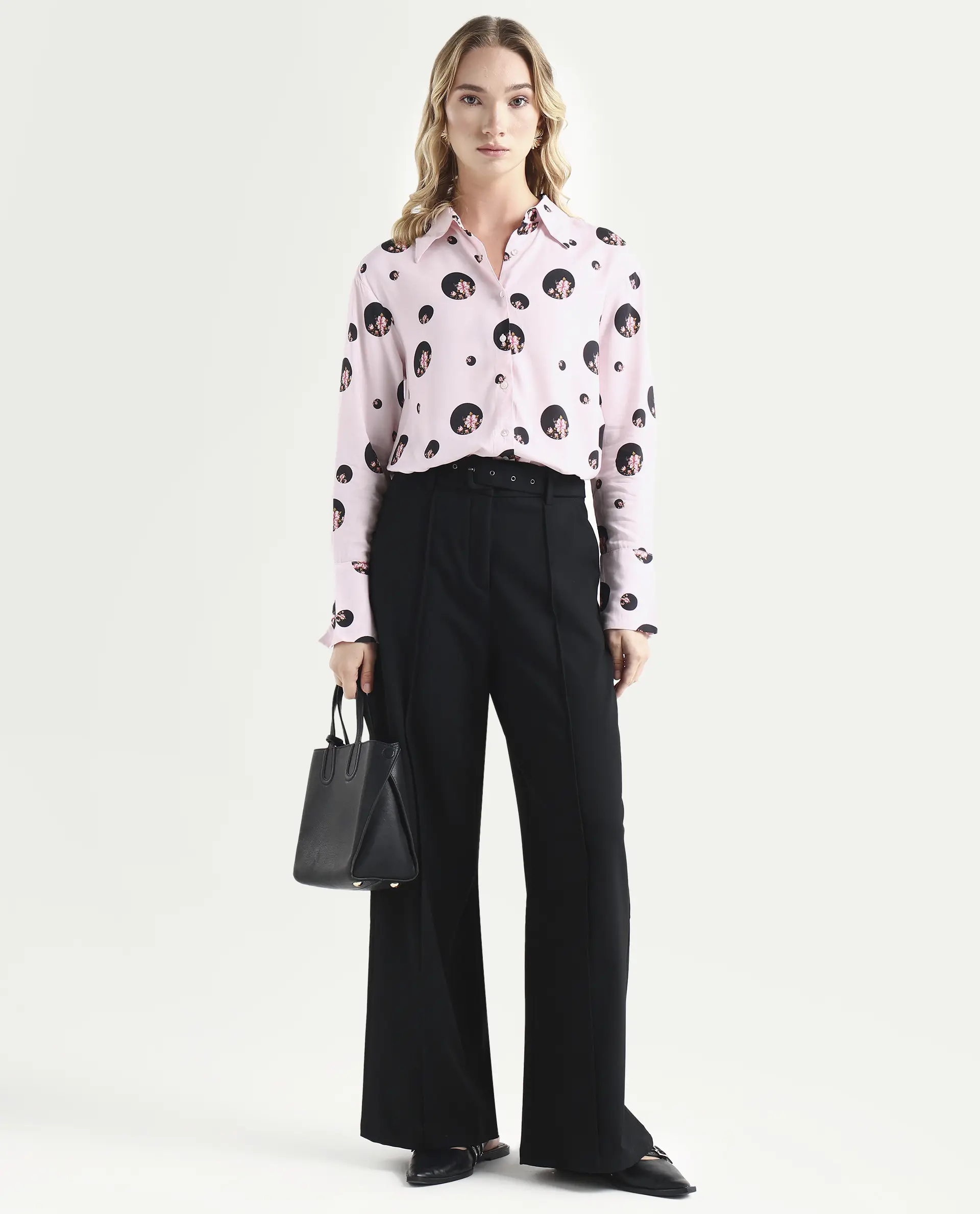 Rareism Women's Lumber Pink Polyester Spread Collar Floral Print Regular Fit Top - Image 2