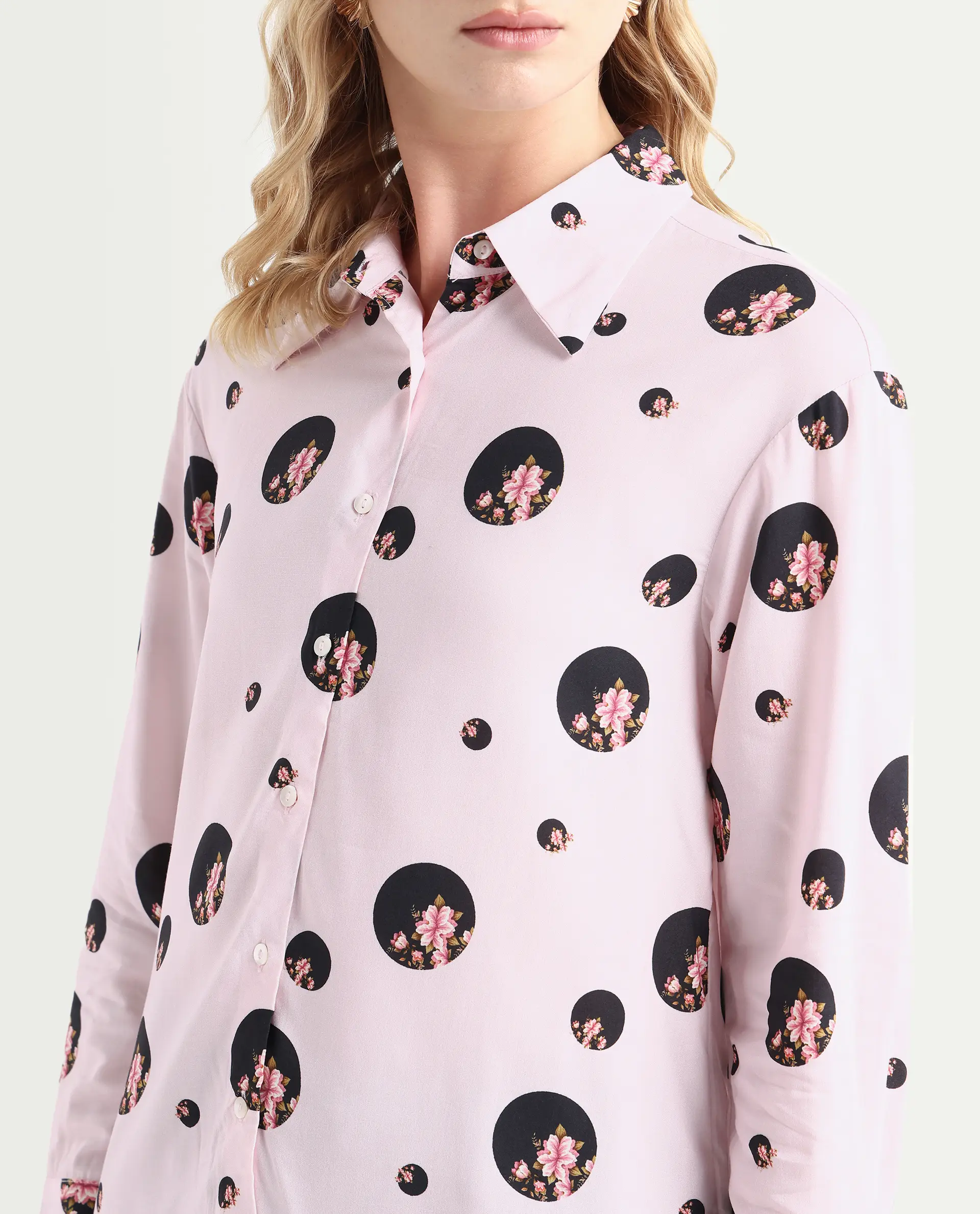 Rareism Women's Lumber Pink Polyester Spread Collar Floral Print Regular Fit Top - Image 4