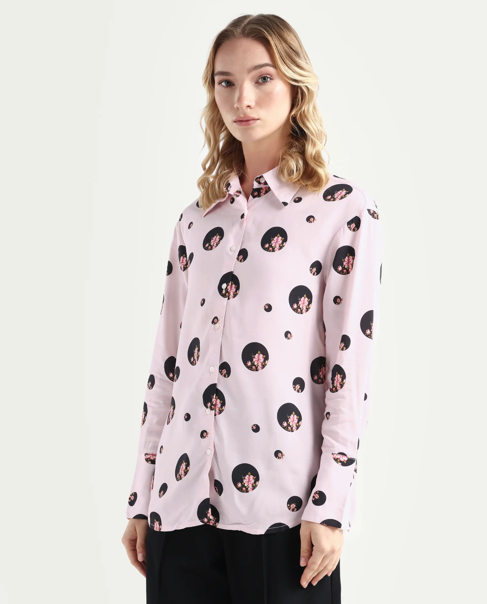 Rareism Women's Lumber Pink Polyester Spread Collar Floral Print Regular Fit Top - Image 5