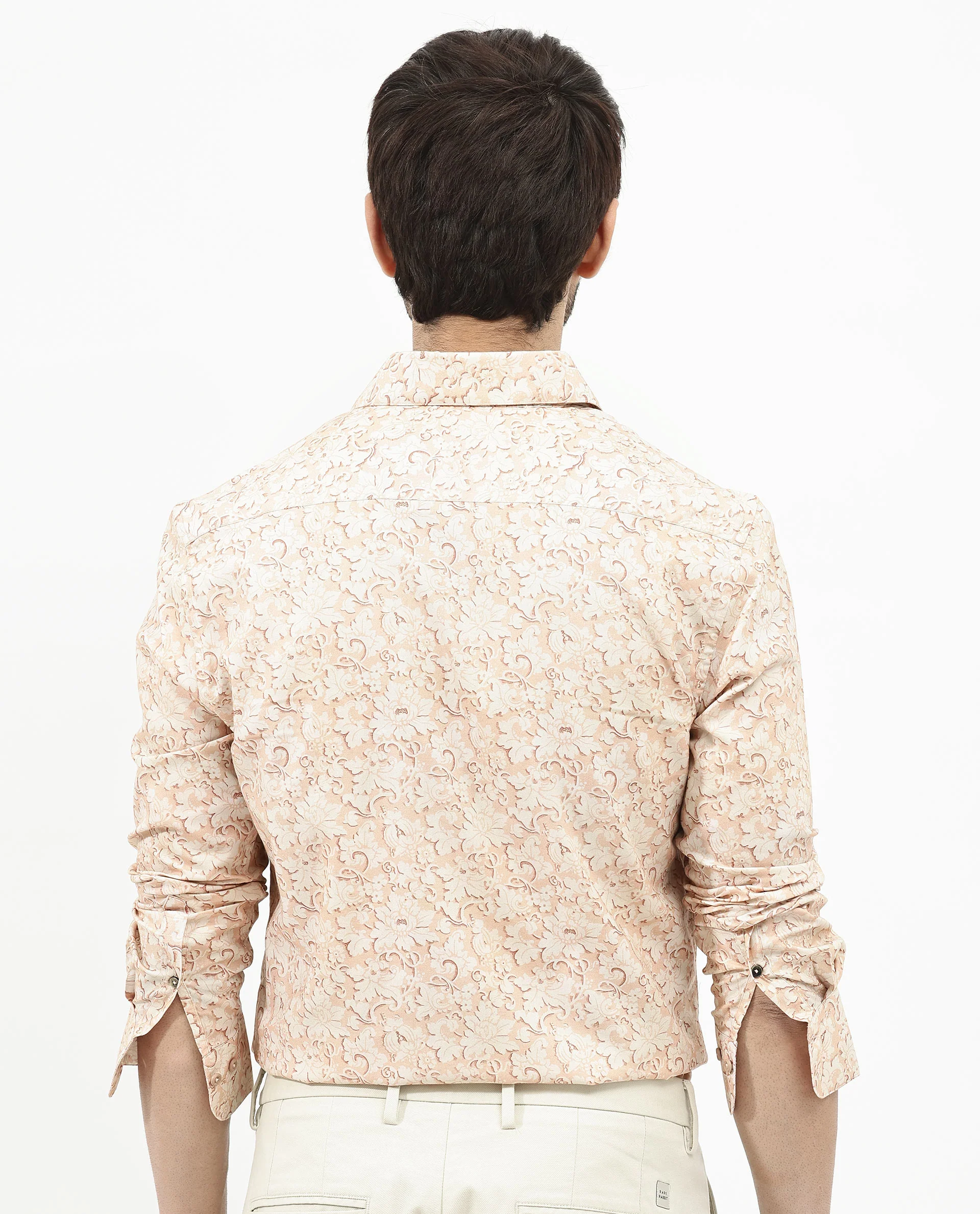 Rare Rabbit Men's Lume Dusky Orange Viscose Floral Print Regular Fit Full Sleeve Collared Shirt - Image 5