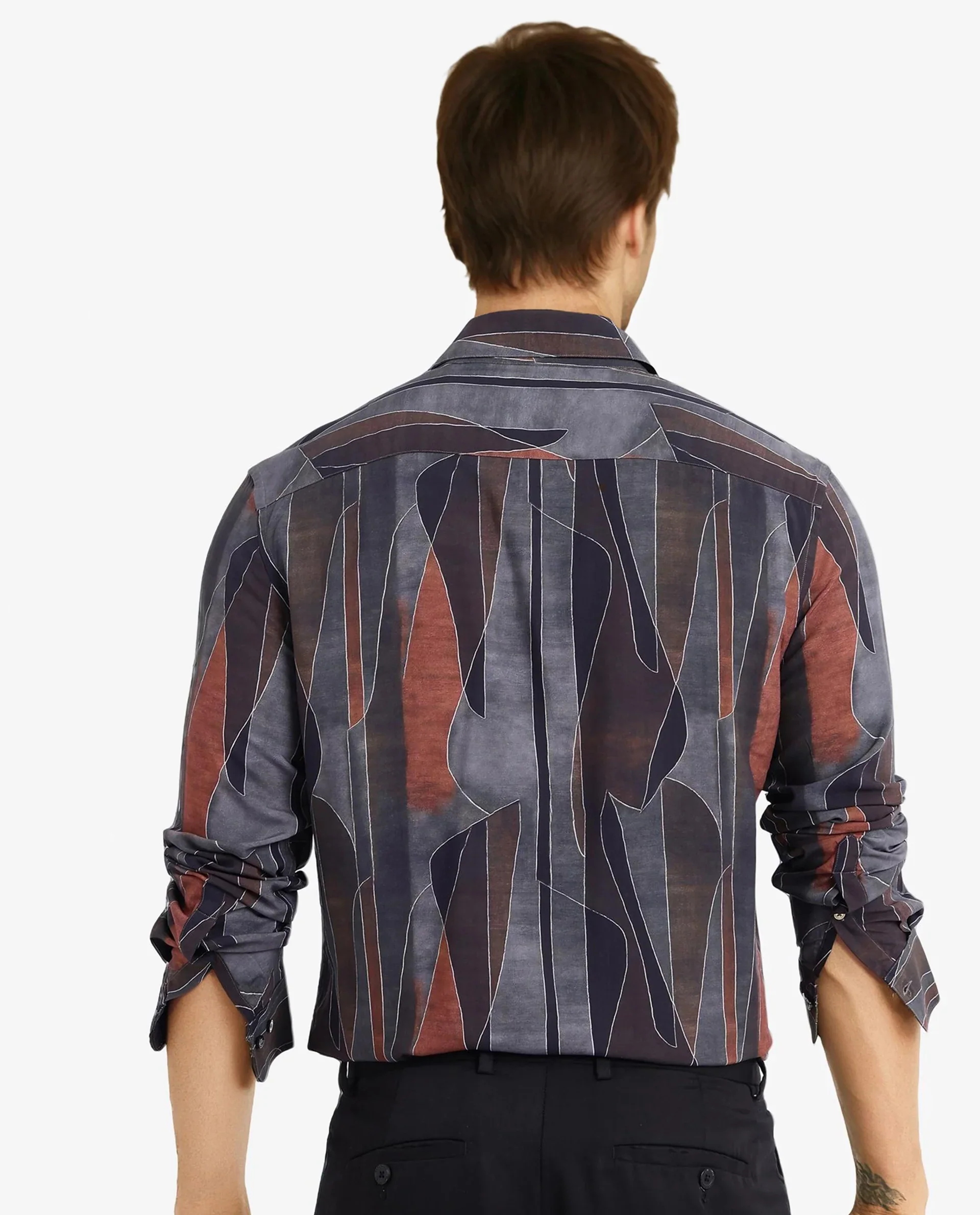 Rare Rabbit Men's Lumo Ls Black Cotton Abstract Print Regular Fit Full Sleeve Collared Shirt - Image 6