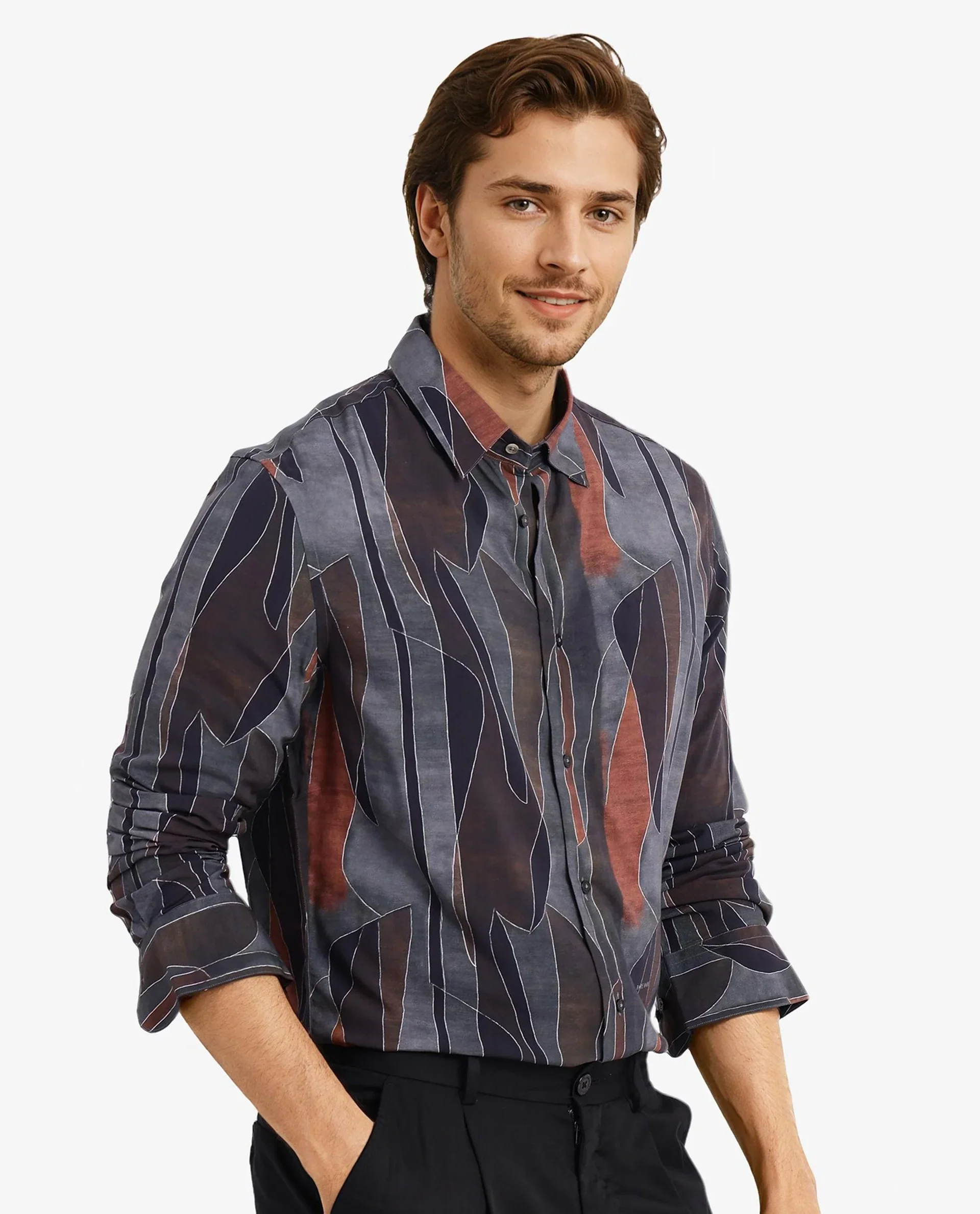 Rare Rabbit Men's Lumo Ls Black Cotton Abstract Print Regular Fit Full Sleeve Collared Shirt - Image 8
