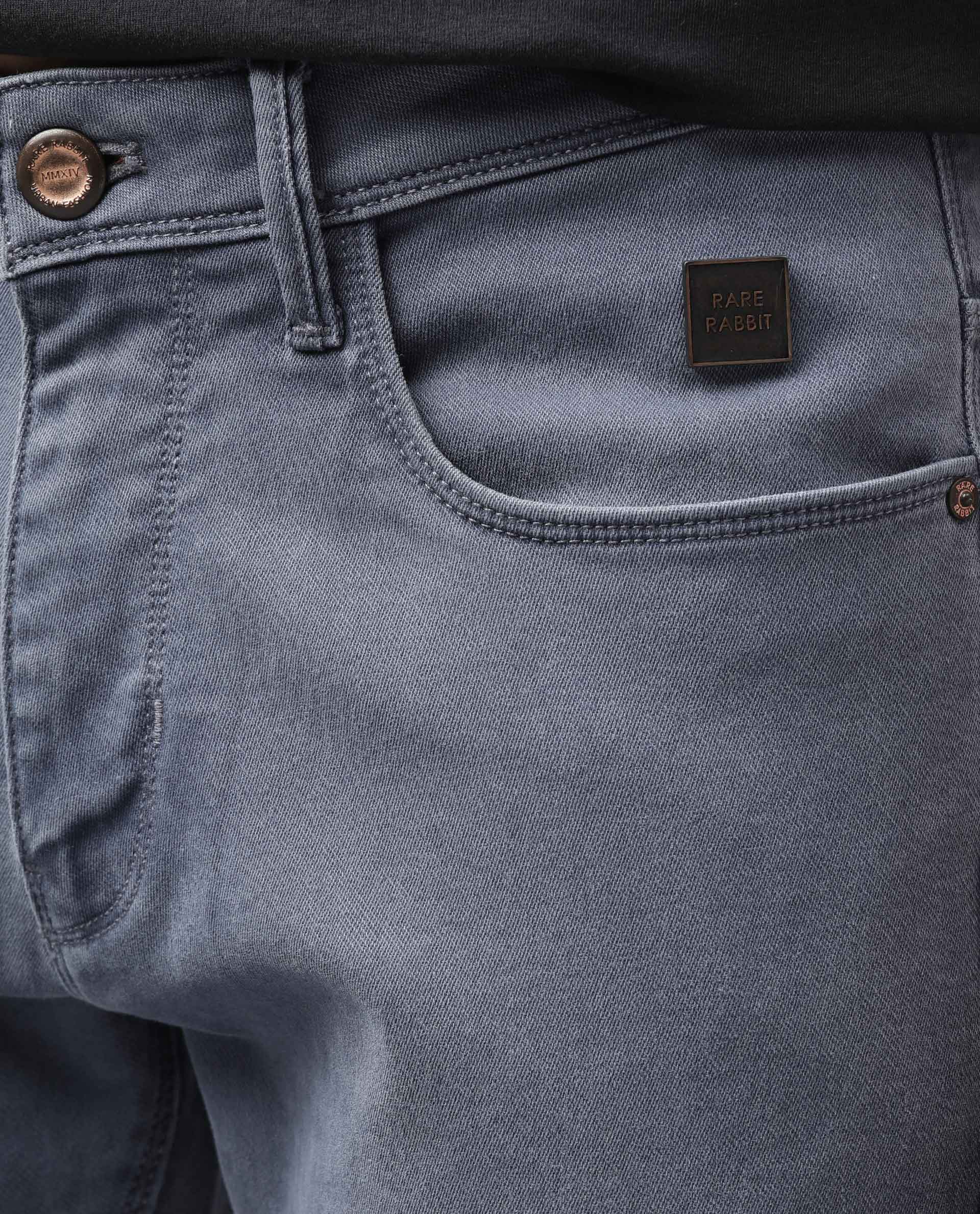 Rare Rabbit Men's Luna Lilac Cotton Plain Hawk Slim Fit Jeans - Image 2