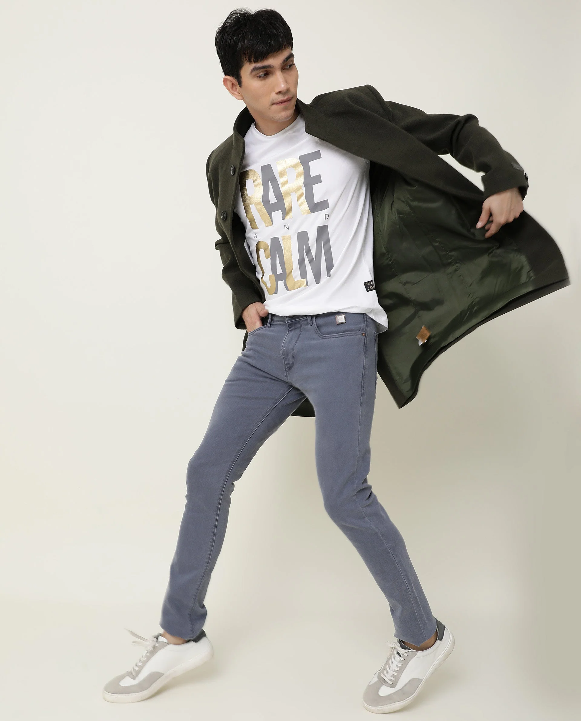 Rare Rabbit Men's Luna Lilac Cotton Plain Hawk Slim Fit Jeans - Image 3
