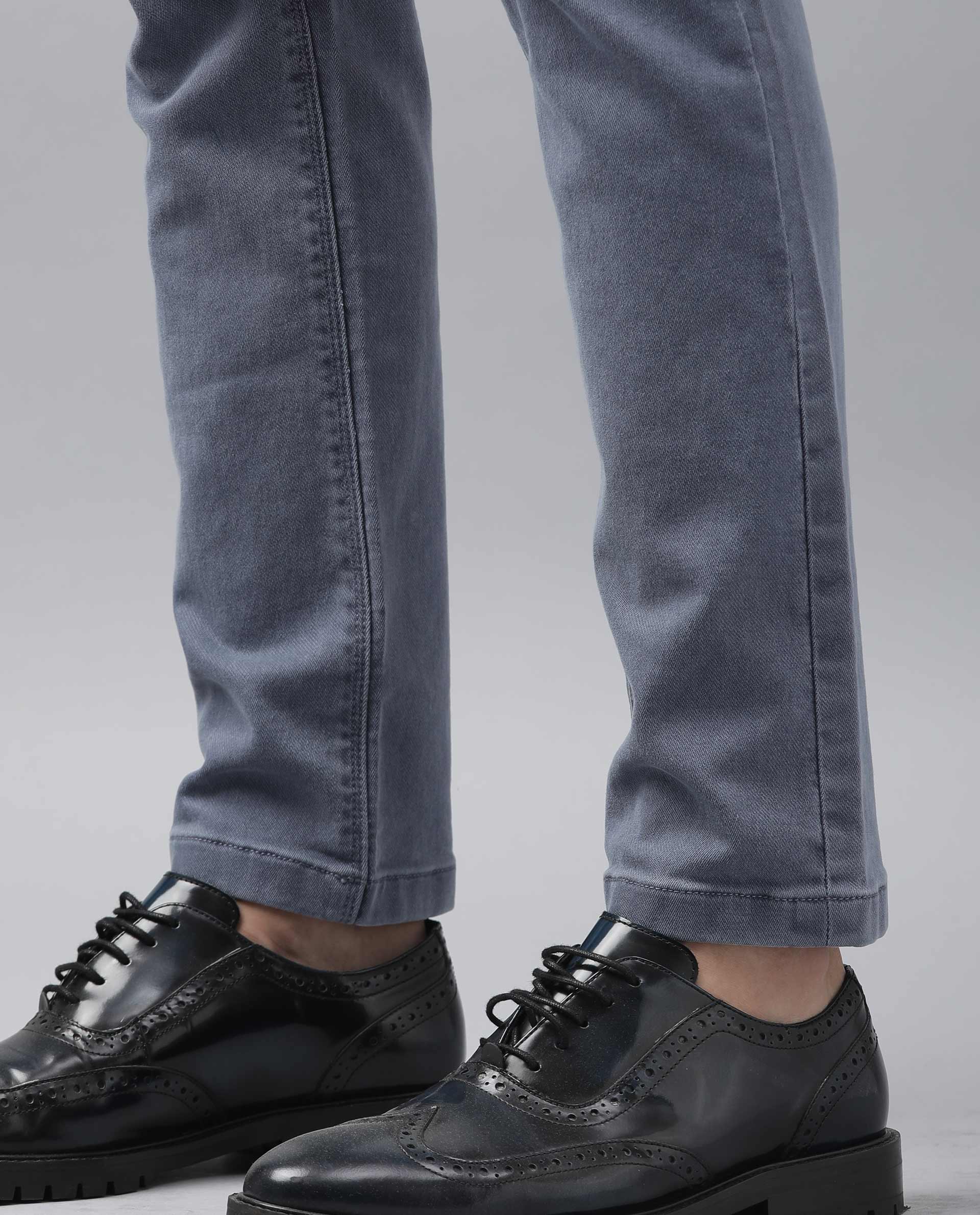 Rare Rabbit Men's Luna Lilac Cotton Plain Hawk Slim Fit Jeans - Image 5