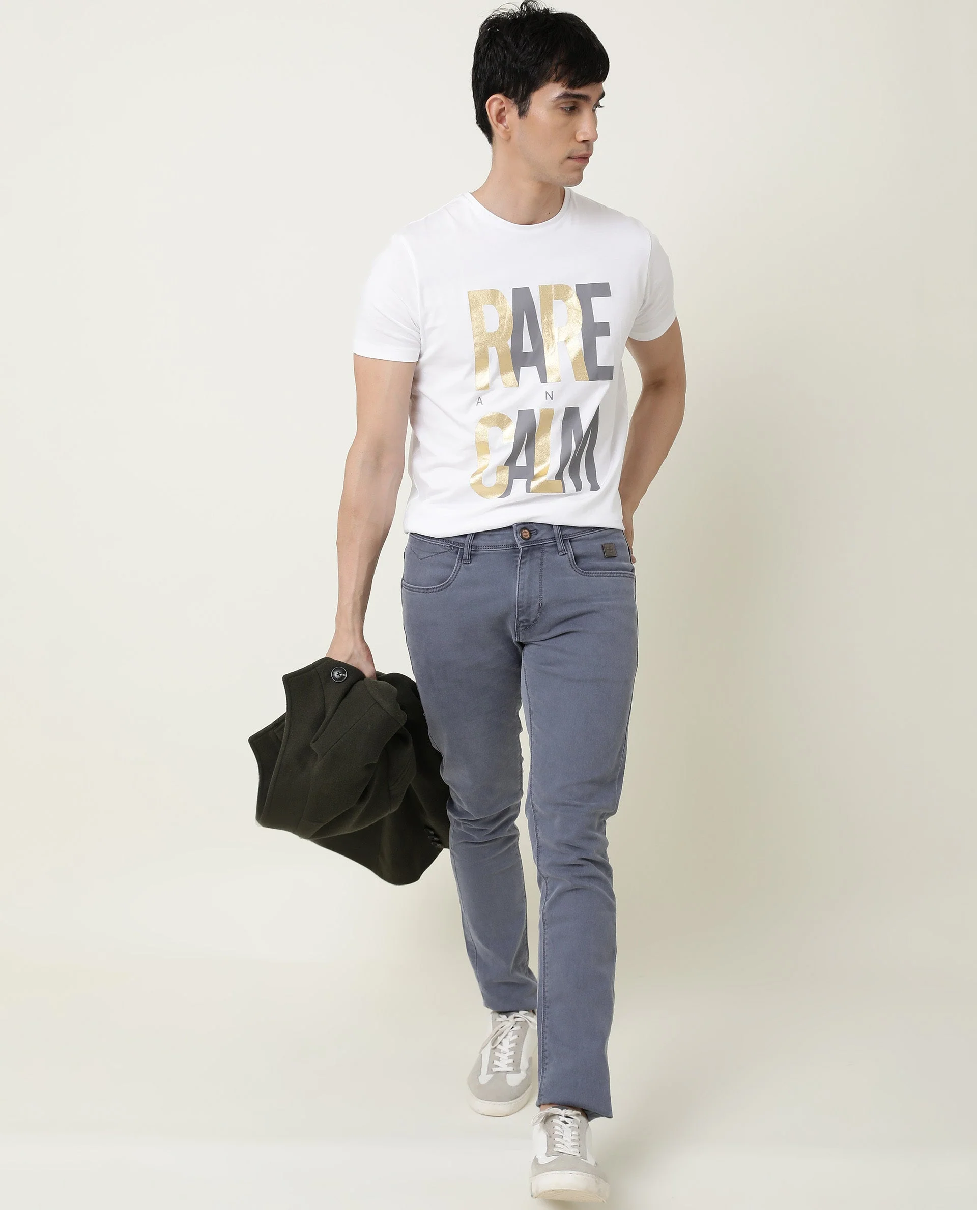 Rare Rabbit Men's Luna Lilac Cotton Plain Hawk Slim Fit Jeans - Image 6
