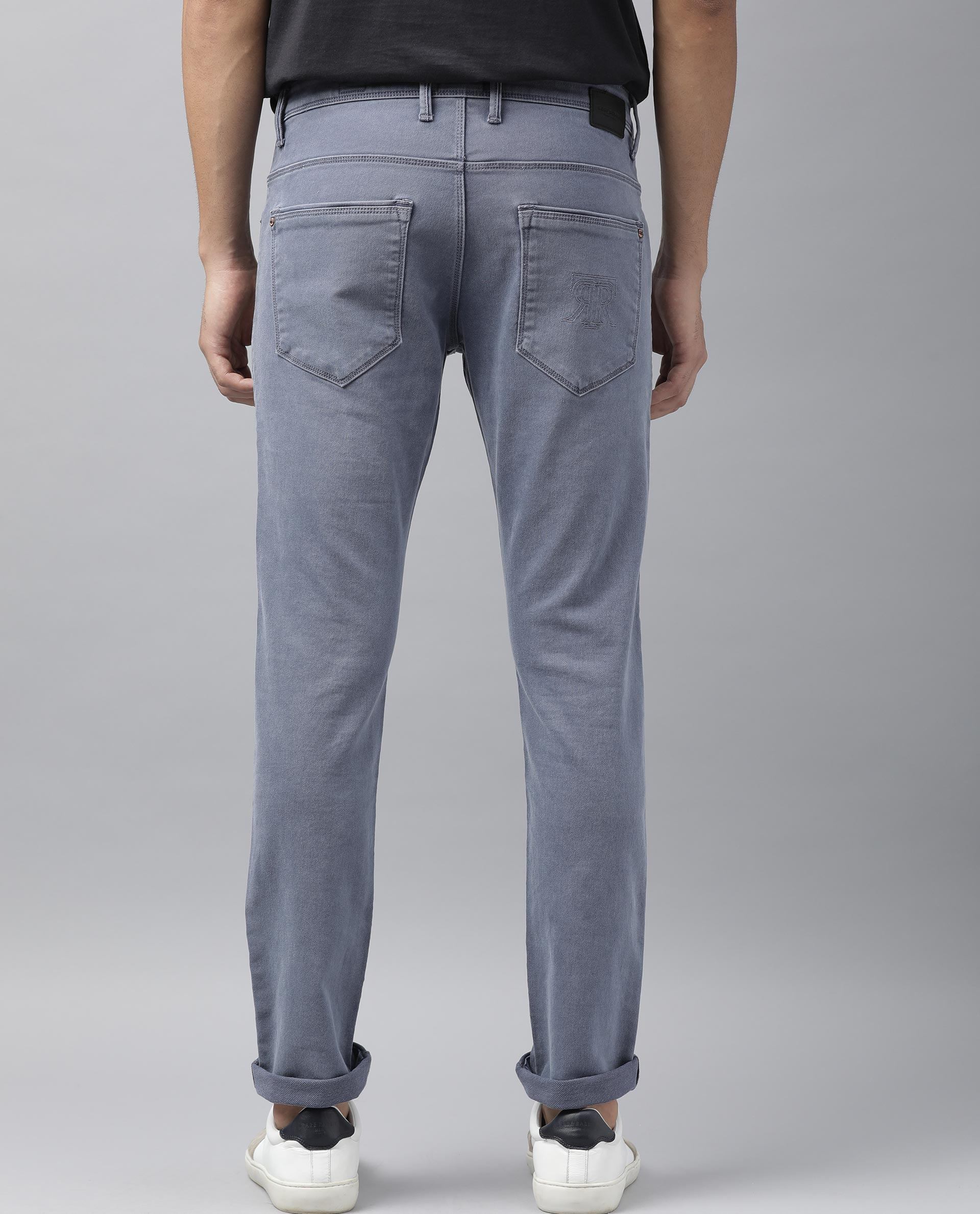 Rare Rabbit Men's Luna Lilac Cotton Plain Hawk Slim Fit Jeans - Image 8