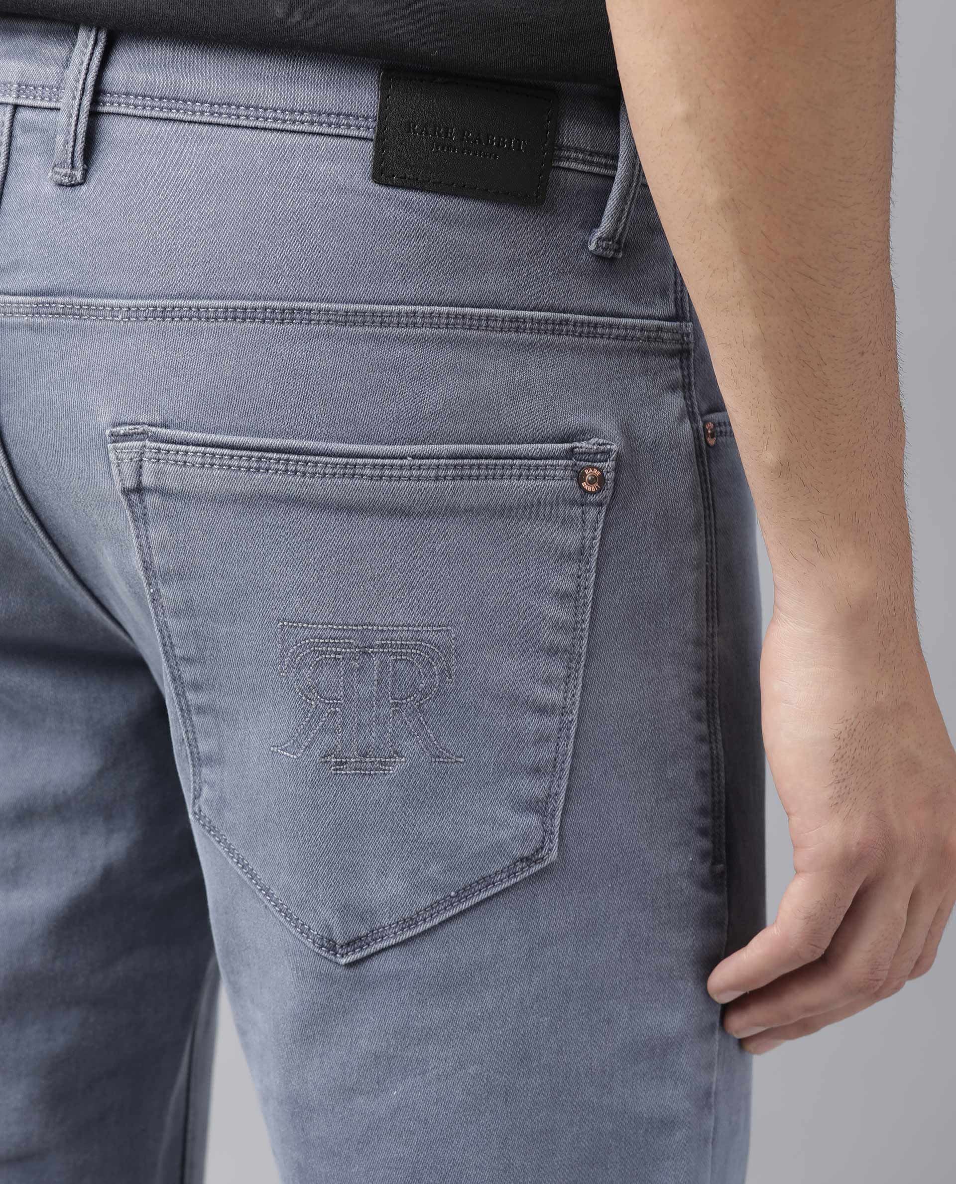 Rare Rabbit Men's Luna Lilac Cotton Plain Hawk Slim Fit Jeans - Image 9
