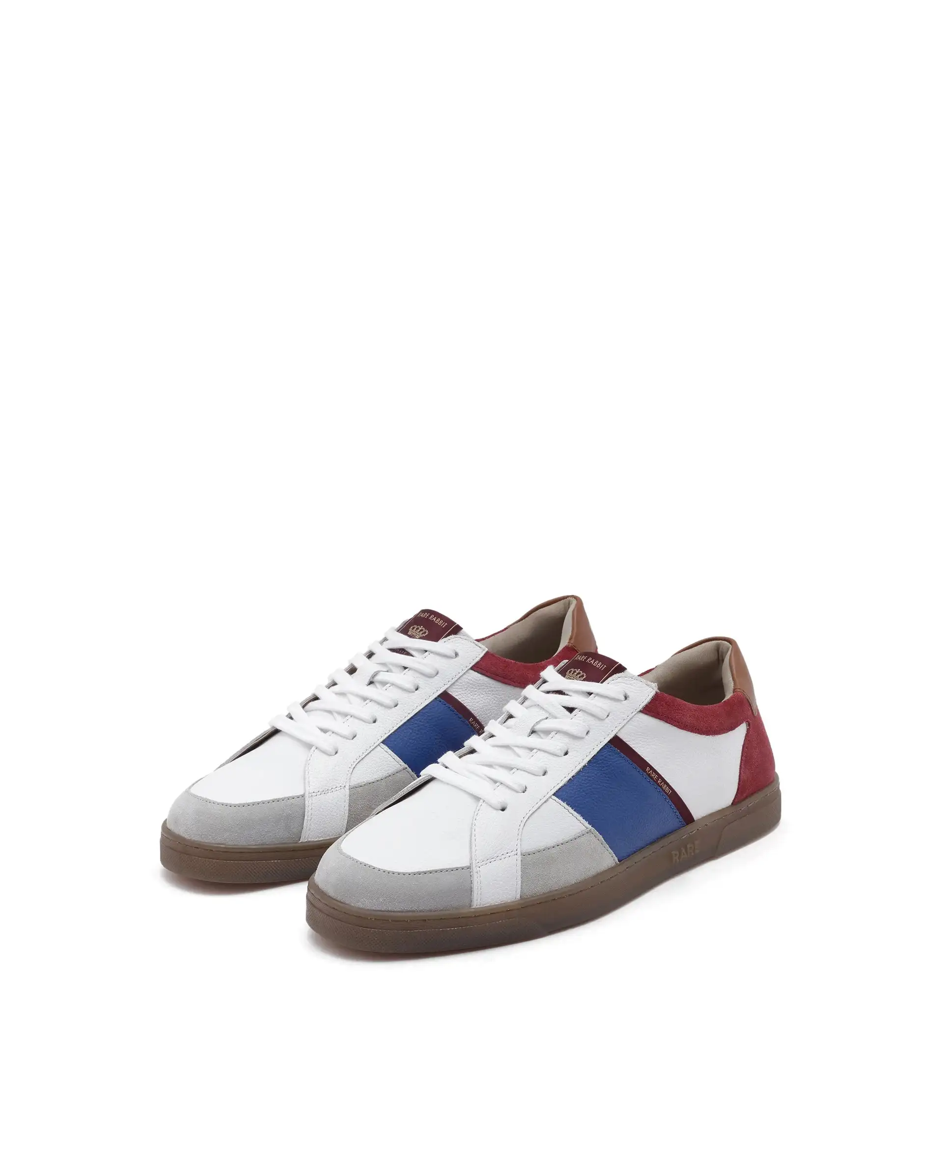 Rare Rabbit Men Luna White Genuine Milled Leather And Premium Suede Colorblocked Lace-Up Shoes - Image 3