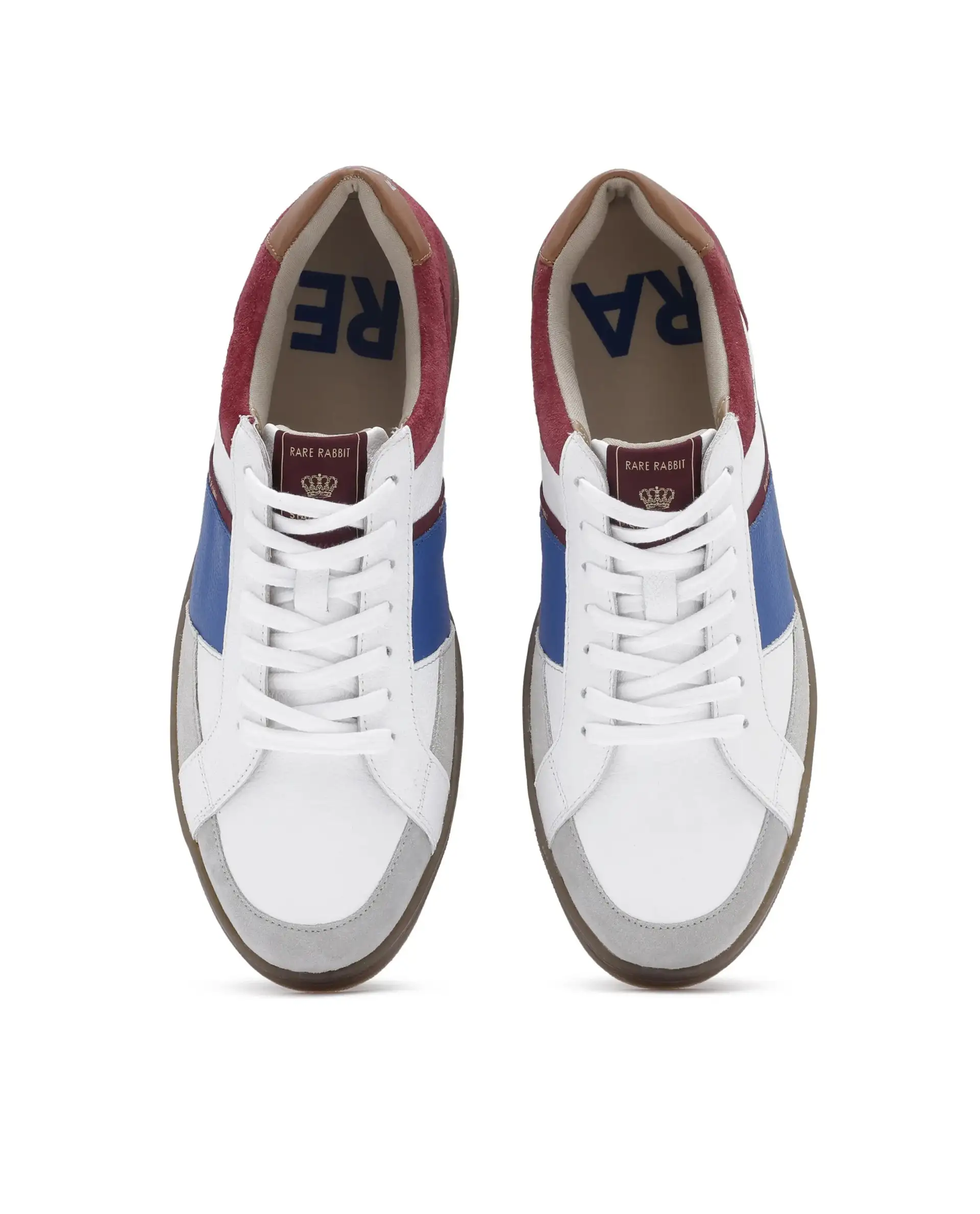 Rare Rabbit Men Luna White Genuine Milled Leather And Premium Suede Colorblocked Lace-Up Shoes - Image 5