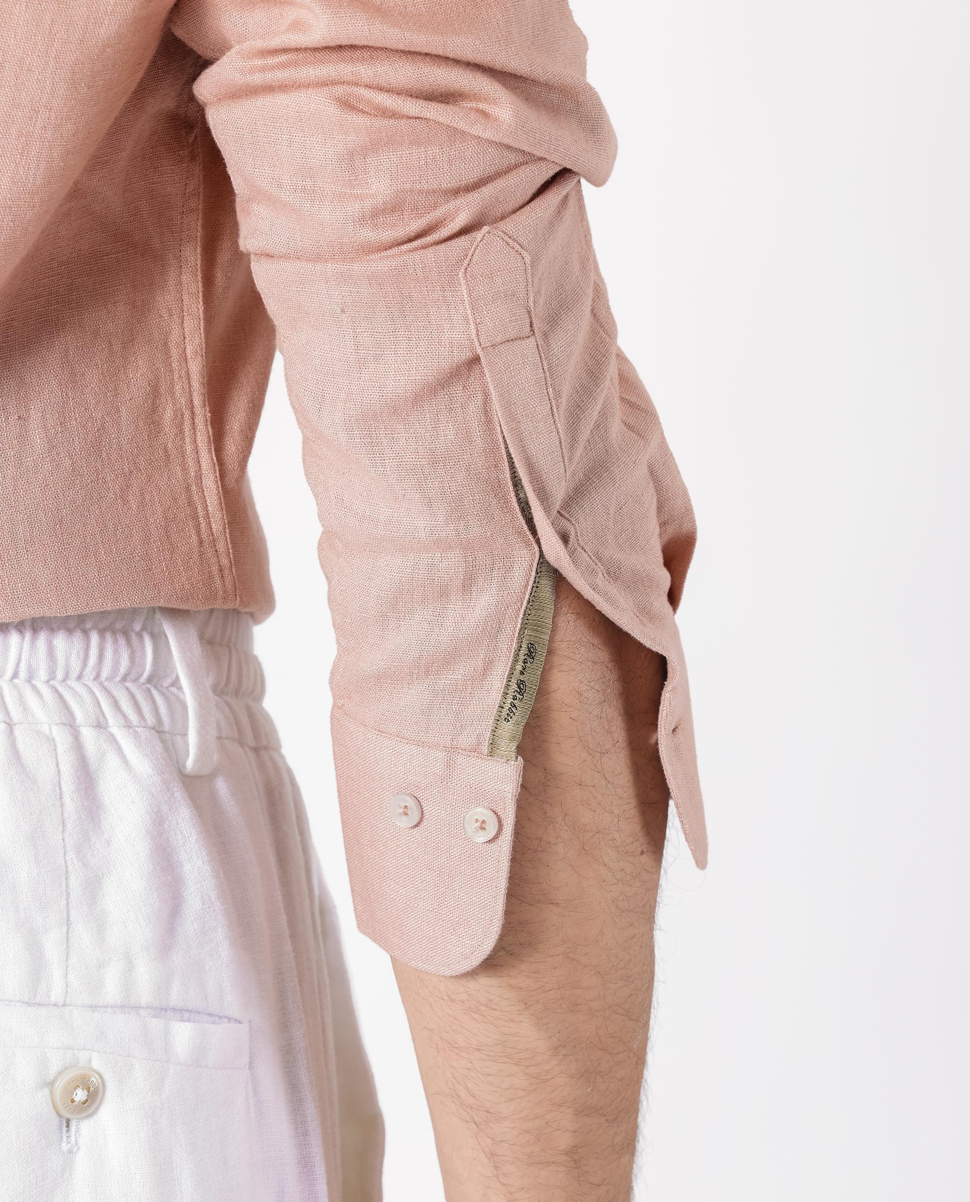 Rare Rabbit Men's Lunet Dusky Pink Linen Full Sleeves Solid Shirt - Image 5