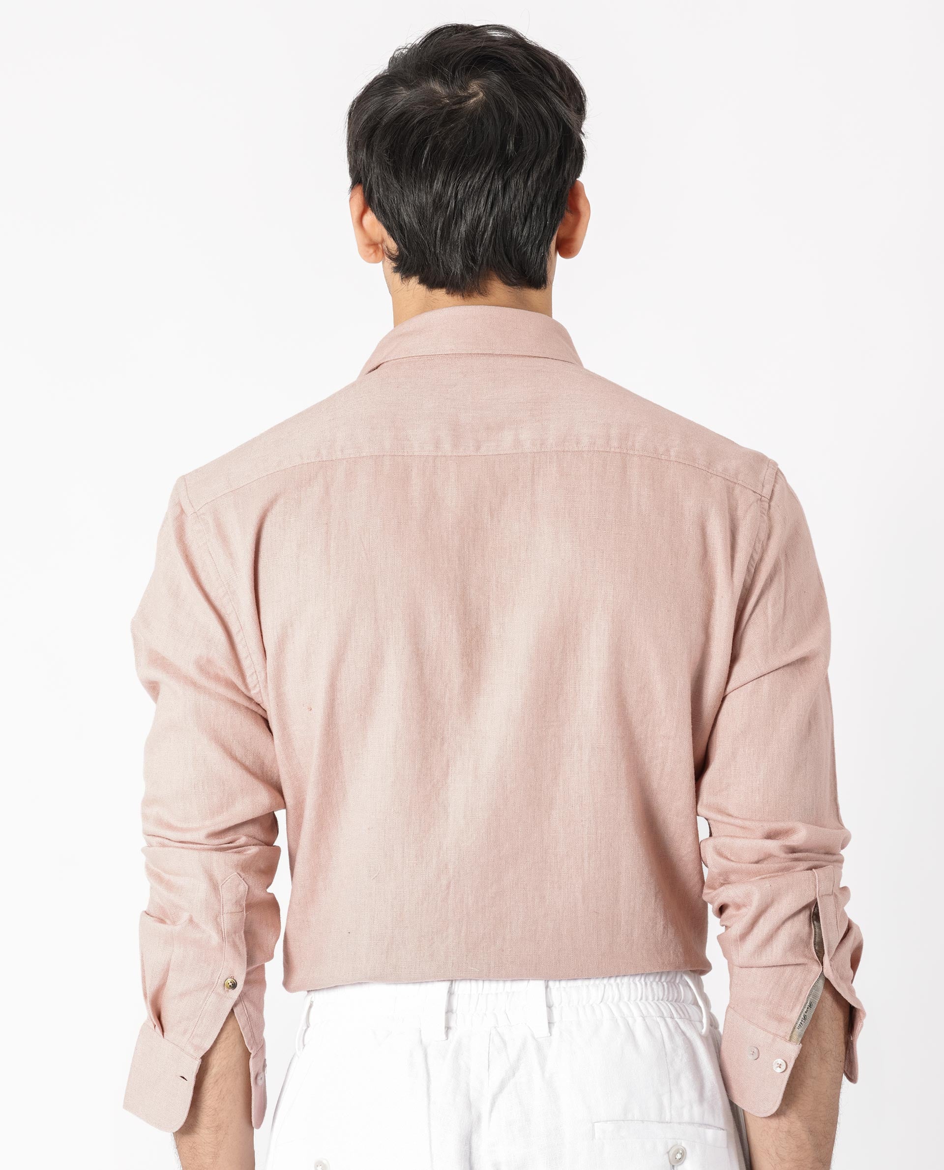 Rare Rabbit Men's Lunet Dusky Pink Linen Full Sleeves Solid Shirt - Image 9