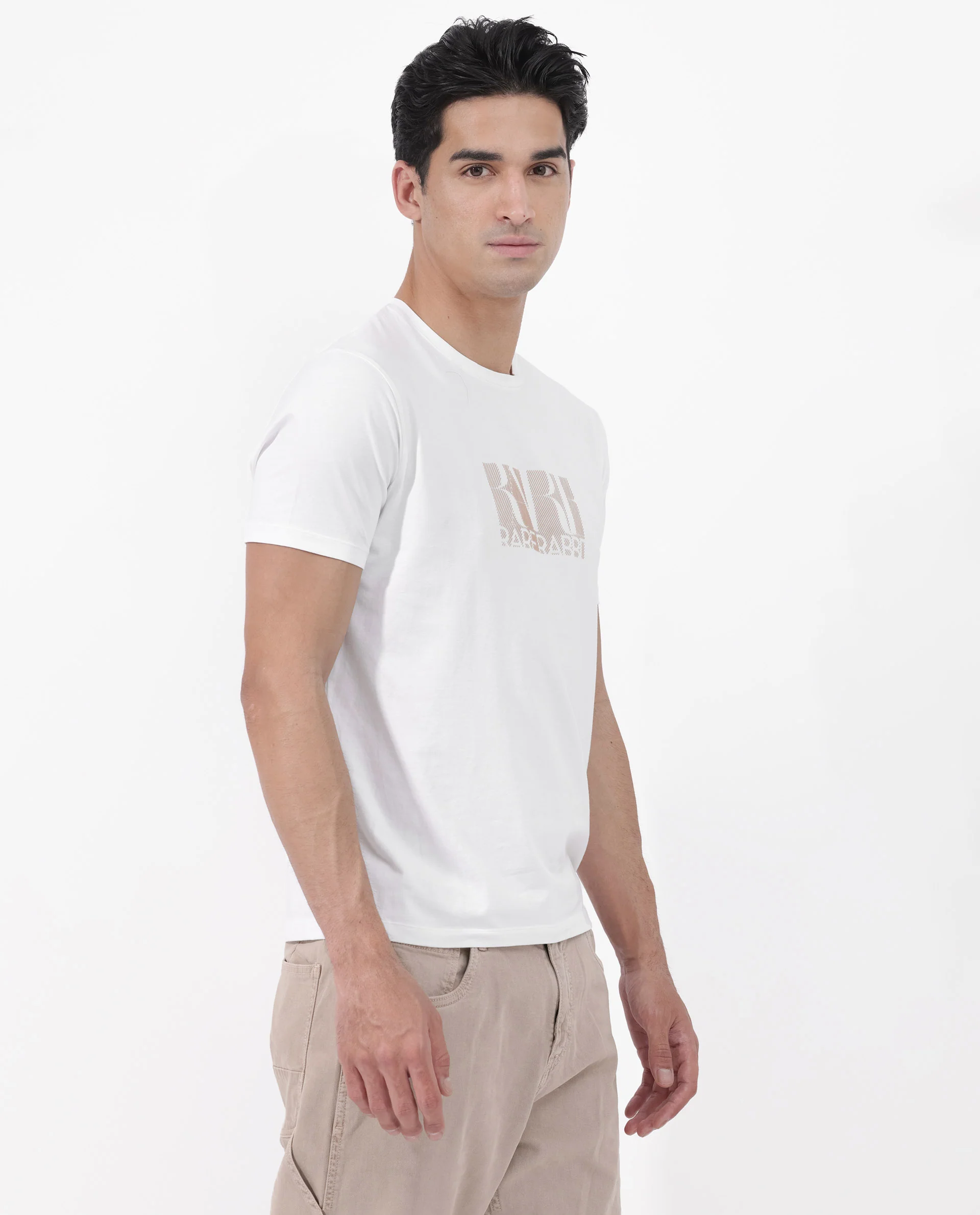 Rare Rabbit Men's Luno White Cotton Blend Graphic Print Regular Fit Half Sleeve Crew Neck T-Shirt - Image 6