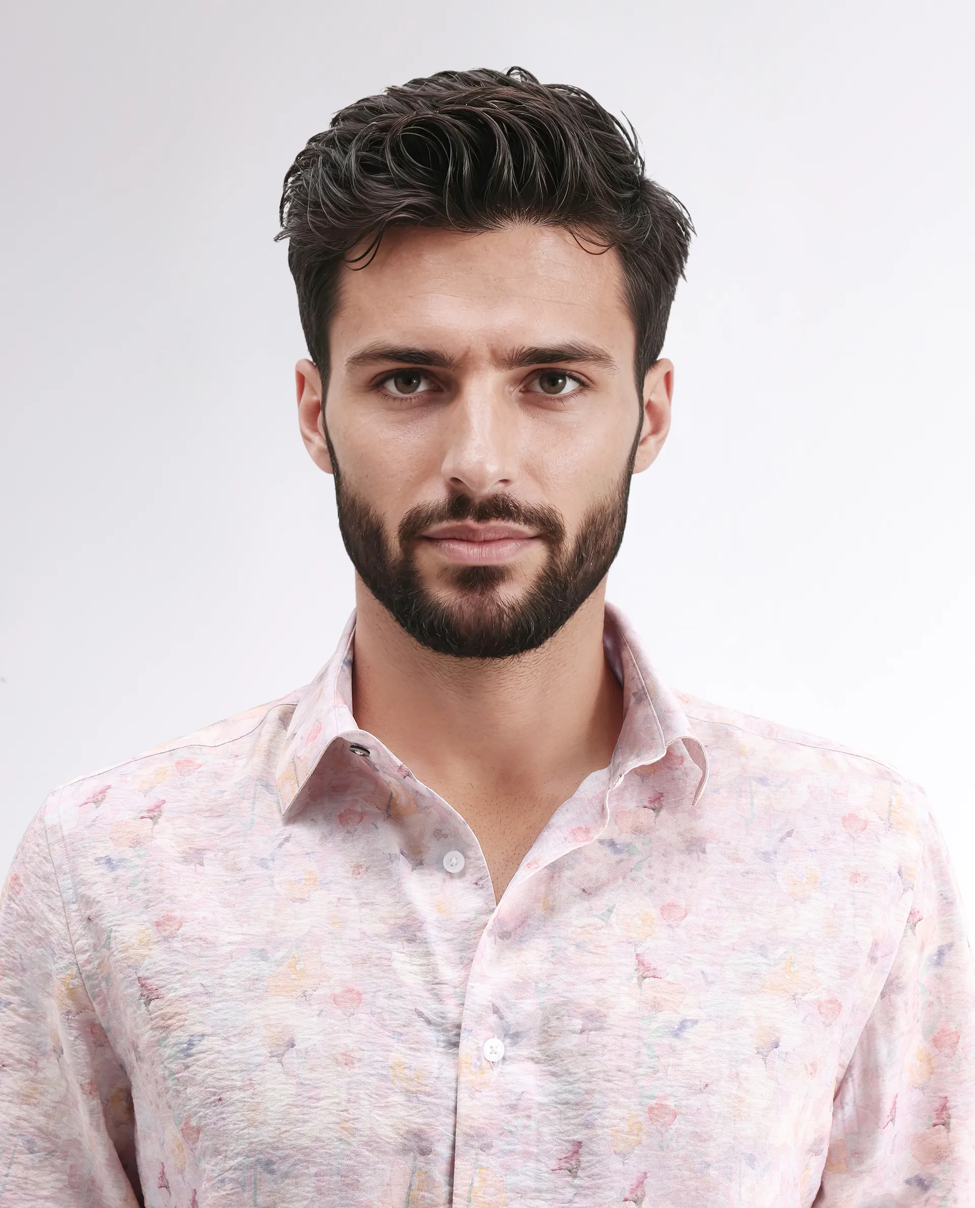 Rare Rabbit Men's Lush Pink Viscose Blend Abstract Print Regular Fit Full Sleeve Collared Shirt - Image 4