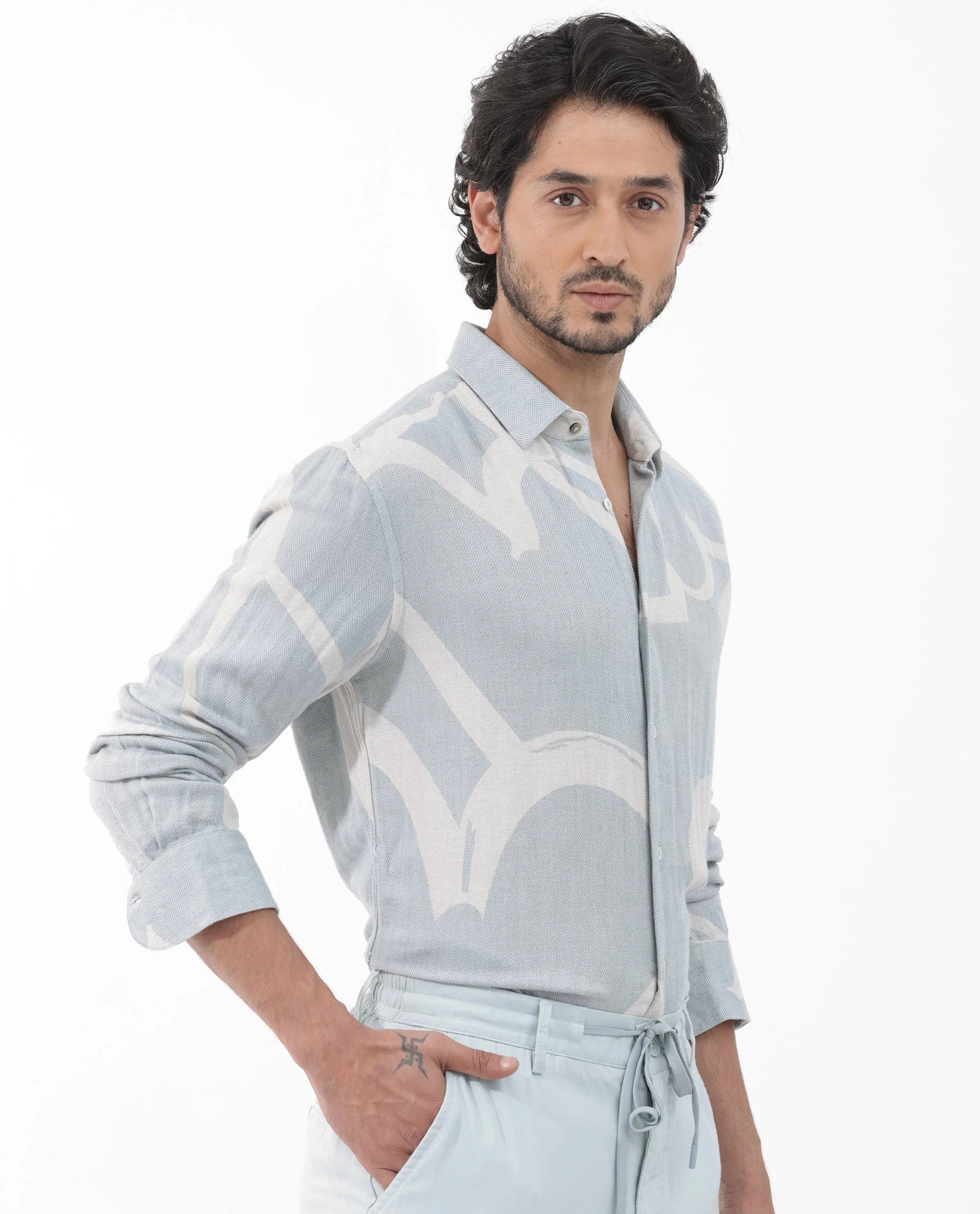 Rare Rabbit Men's Lusia Off White Graphic Print Regular Fit Full Sleeve Collared Shirt - Image 8