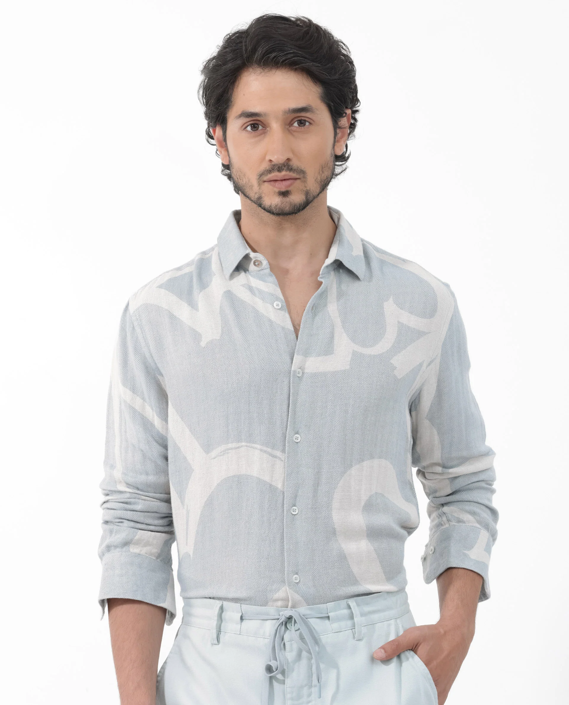 Rare Rabbit Men's Lusia Off White Graphic Print Regular Fit Full Sleeve Collared Shirt - Image 9