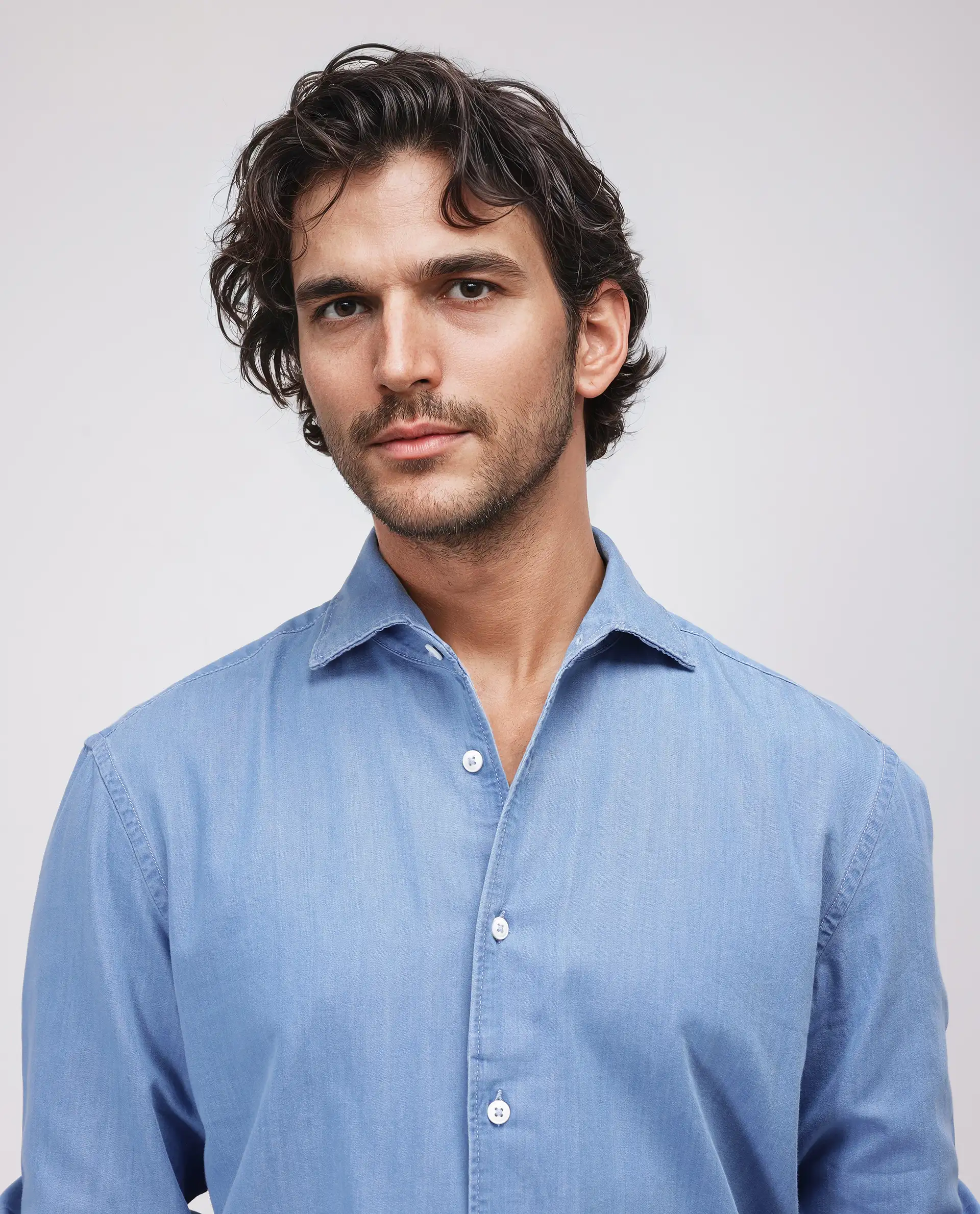 Rare Rabbit Men's Luuk Blue Cotton Blend Plain Regular Fit Full Sleeve Collared Shirt - Image 8