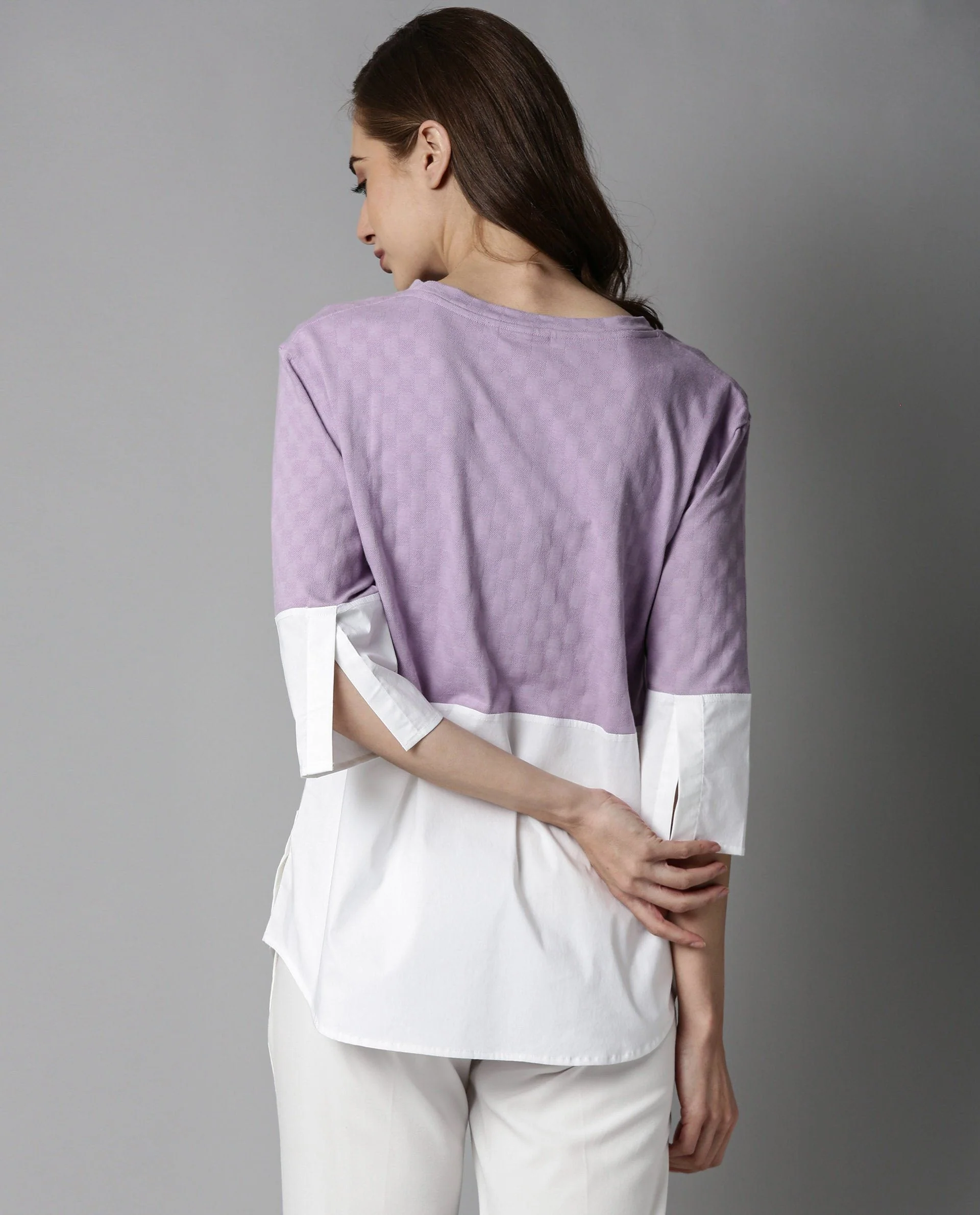 Rareism Women Lux Purple Top Knit Fabric Short Sleeves Solid - Image 5