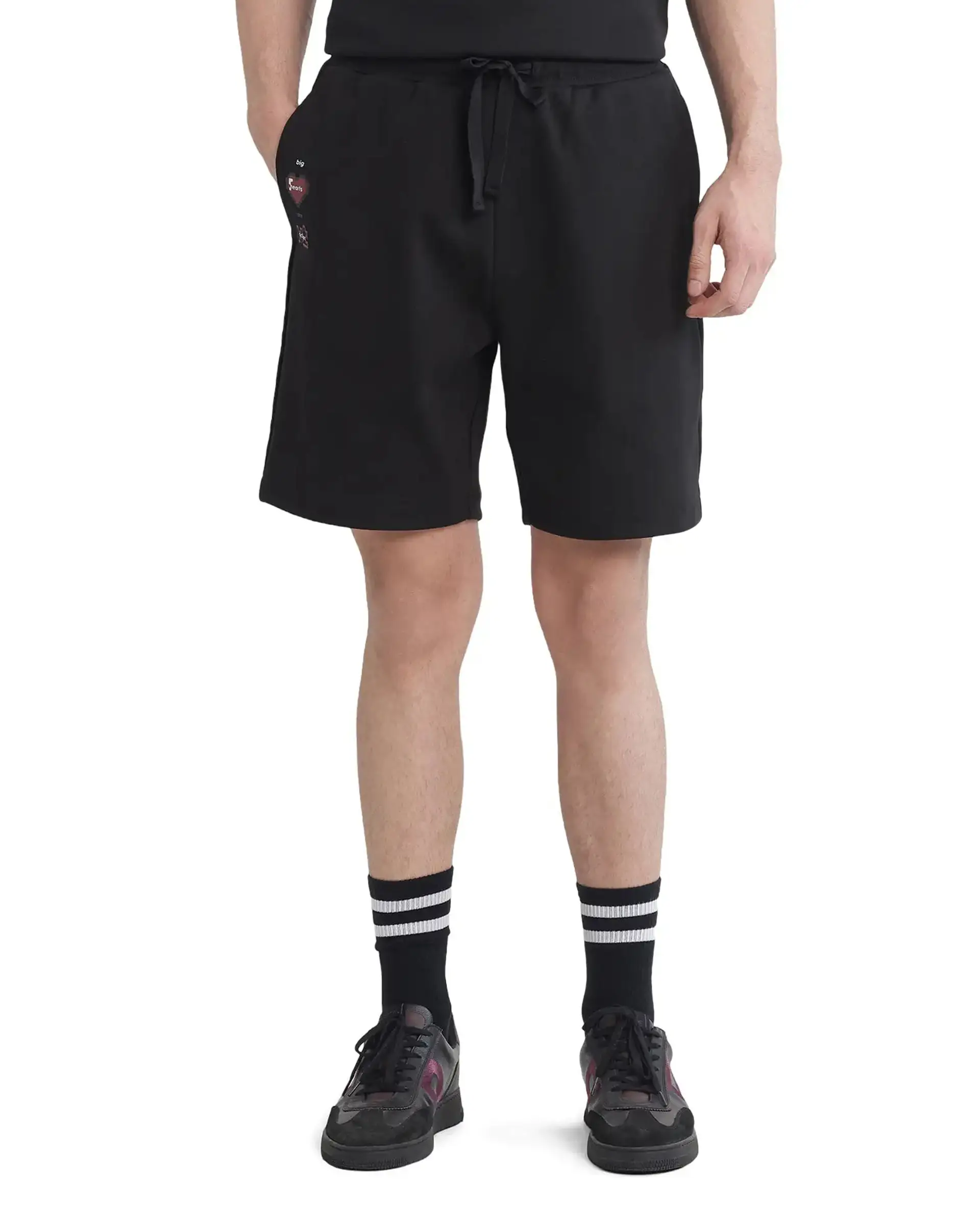 Rare Rabbit Men's Lux Black Cotton Blend Plain Relaxed Fit Shorts - Image 10