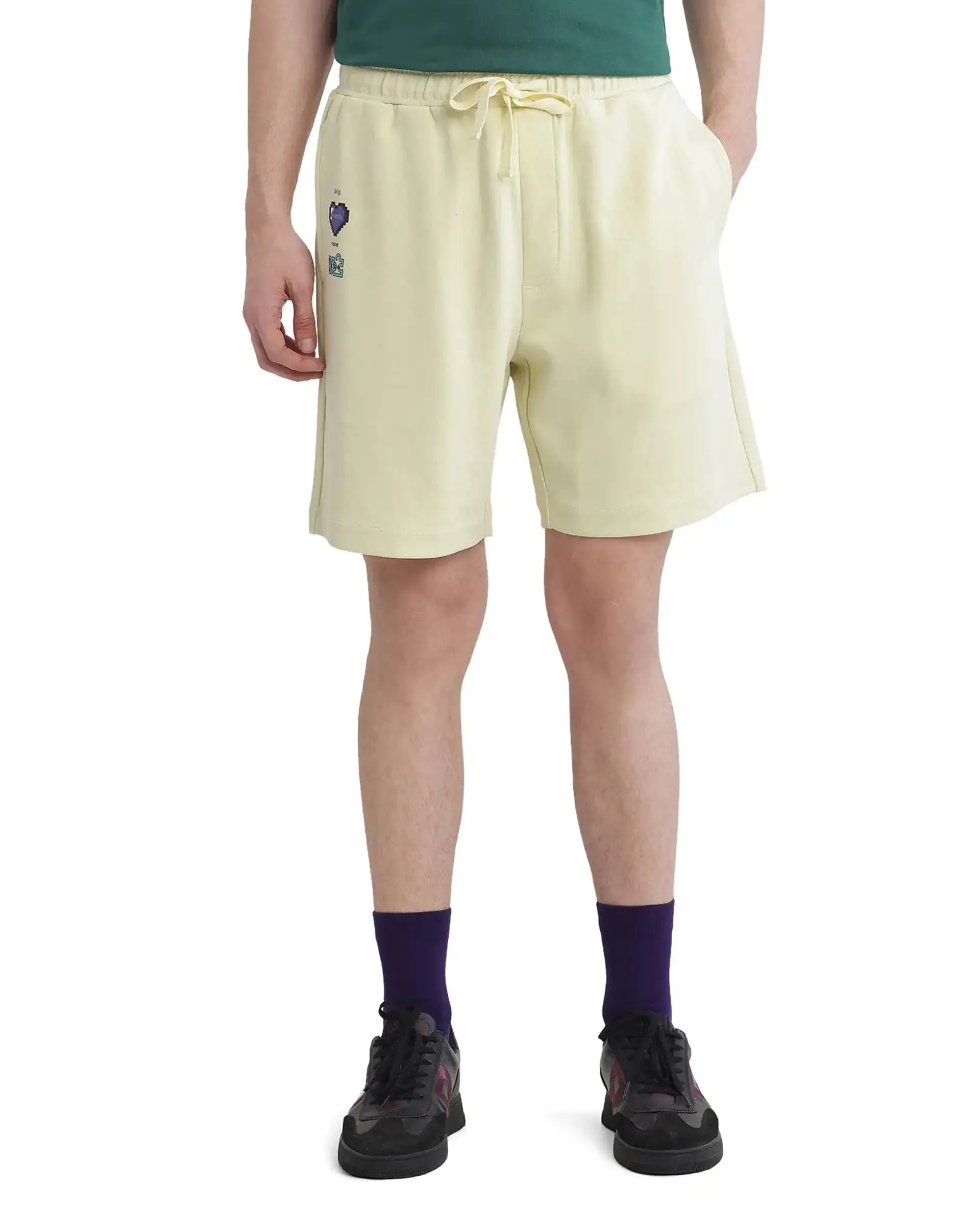Rare Rabbit Men's Lux Pastel Yellow Cotton Blend Plain Relaxed Fit Shorts - Image 11