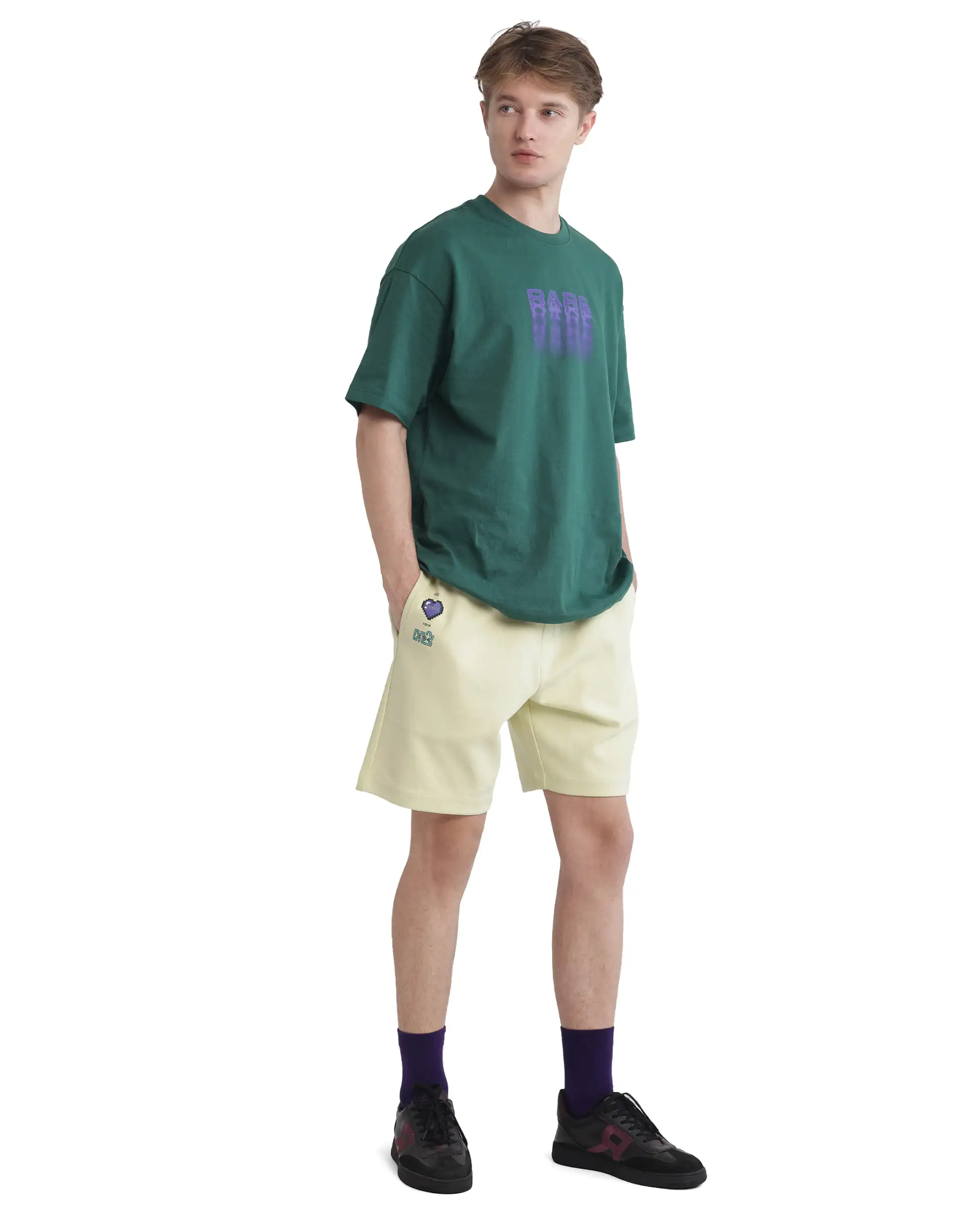 Rare Rabbit Men's Lux Pastel Yellow Cotton Blend Plain Relaxed Fit Shorts - Image 7