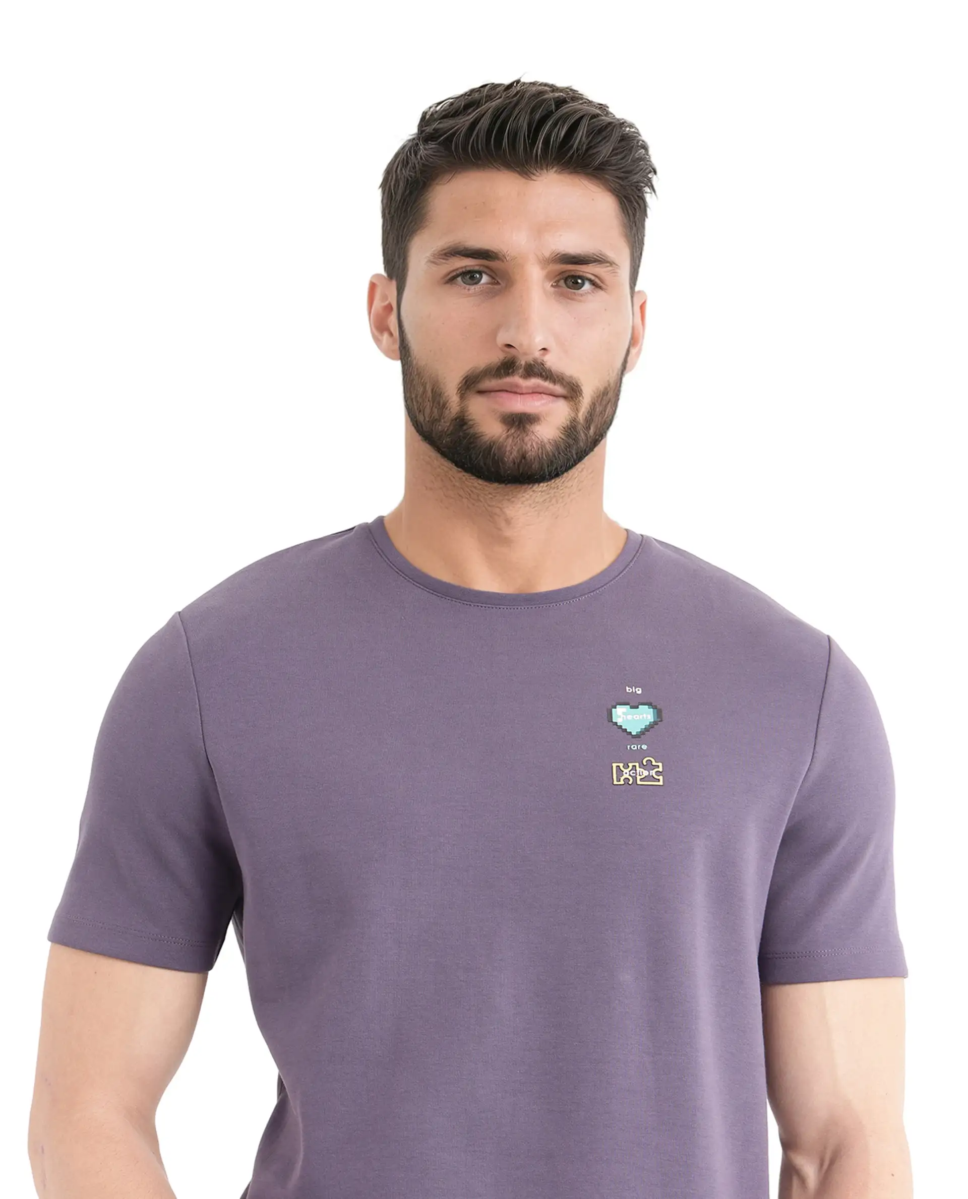 Rare Rabbit Men's Luxa Pastel Purple Cotton Blend Graphic Print Regular Fit Half Sleeve Crew Neck T-Shirt - Image 5