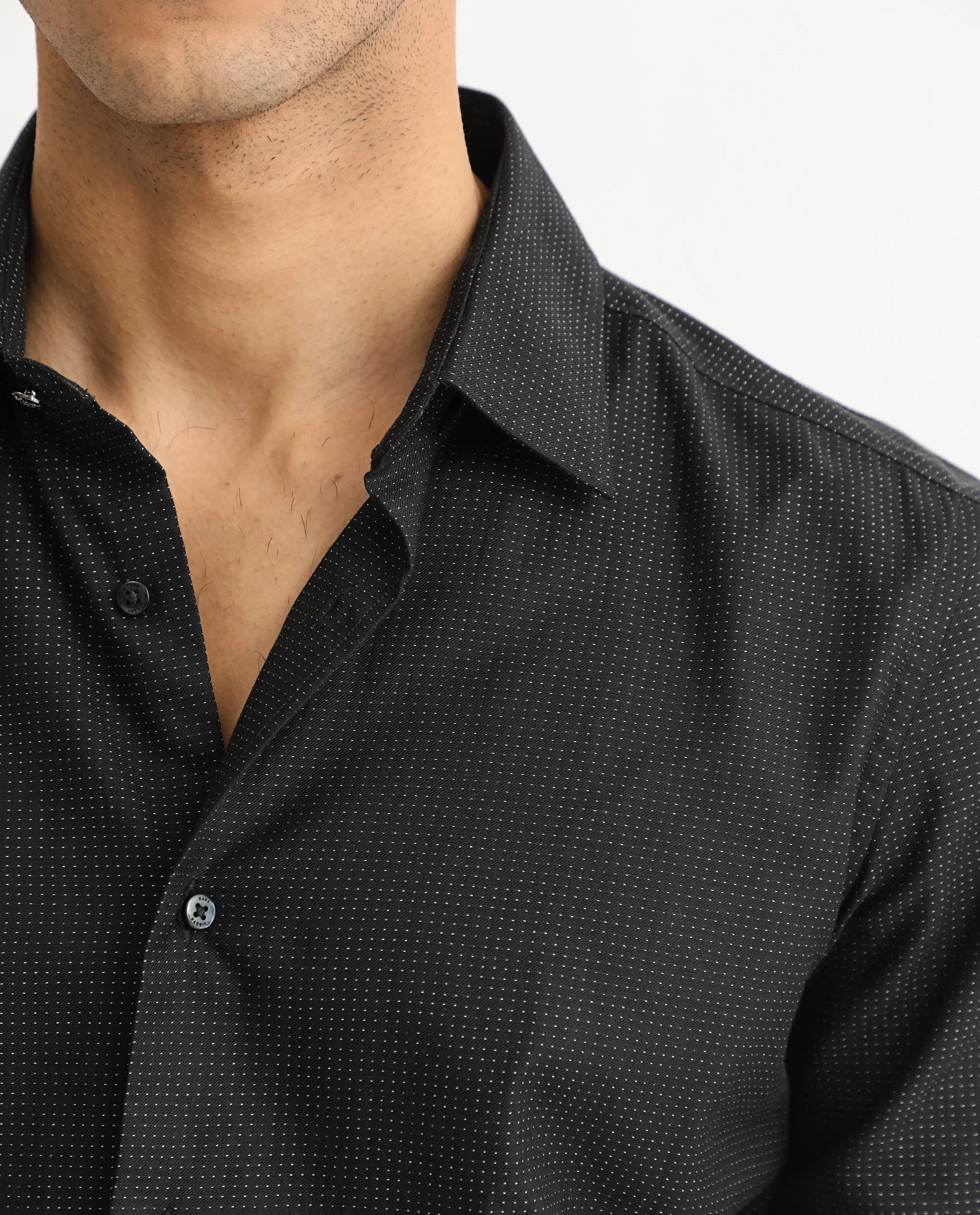 Rare Rabbit Men's Luxem Black Cotton Polka Print Regular Fit Full Sleeve Collared Shirt - Image 5