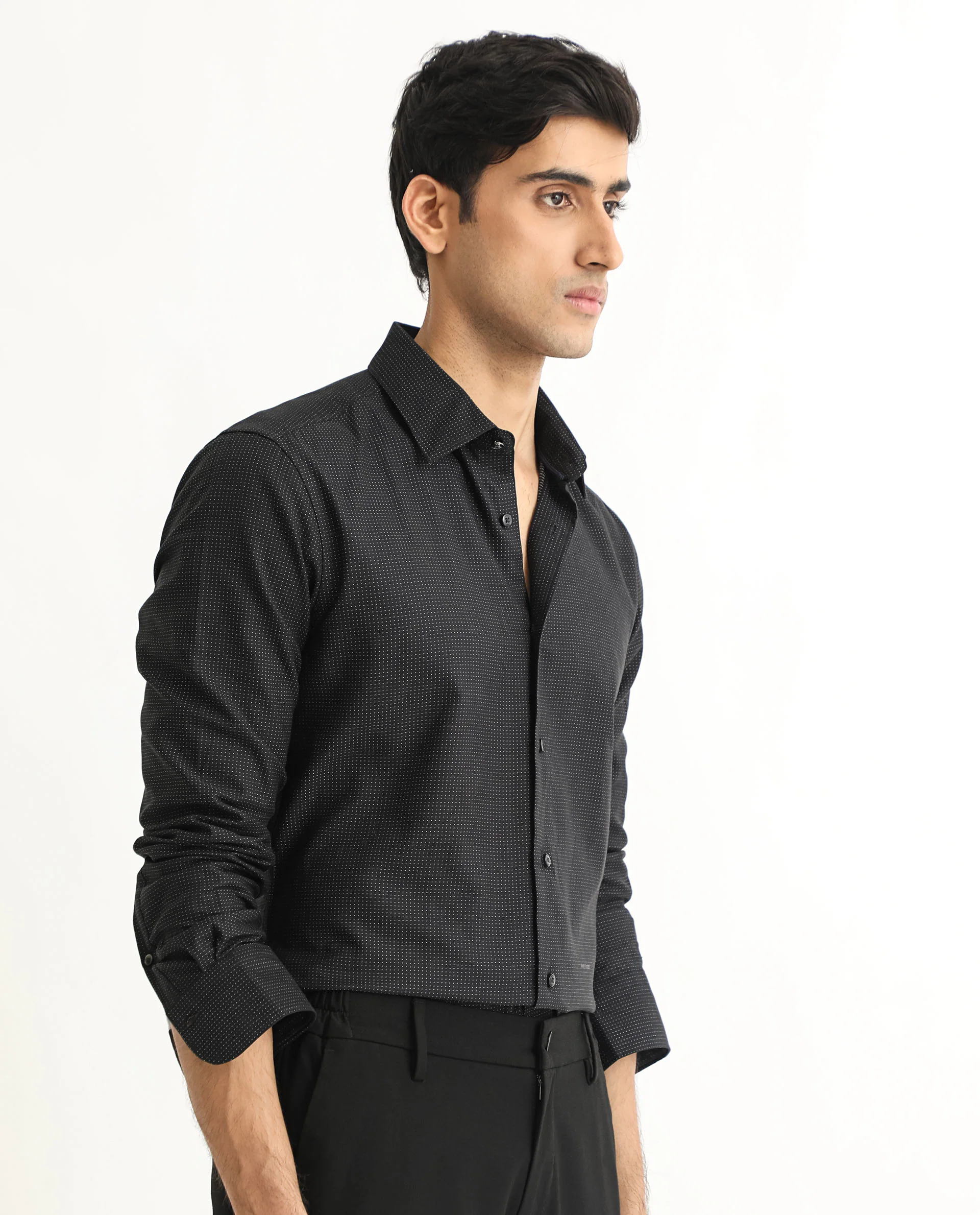 Rare Rabbit Men's Luxem Black Cotton Polka Print Regular Fit Full Sleeve Collared Shirt - Image 7