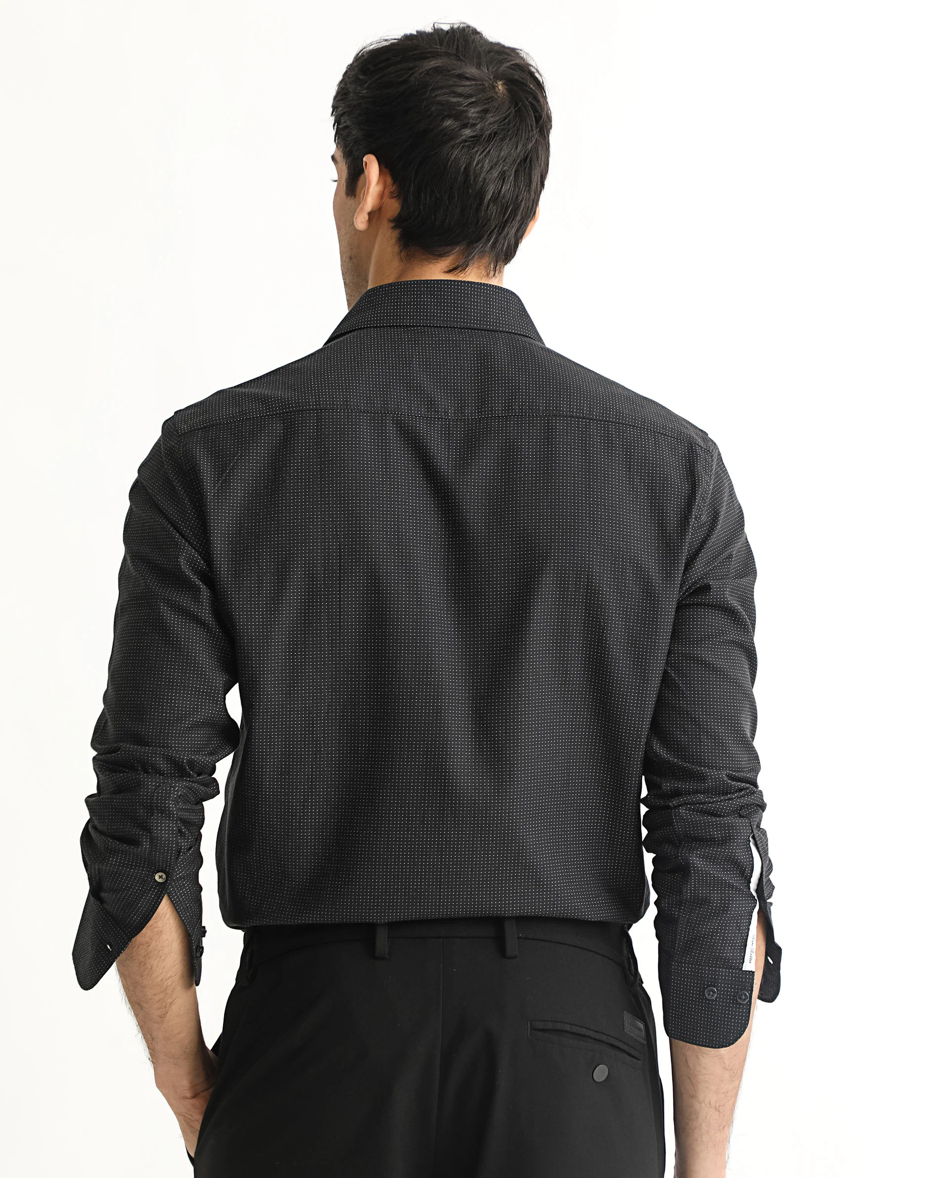 Rare Rabbit Men's Luxem Black Cotton Polka Print Regular Fit Full Sleeve Collared Shirt - Image 8
