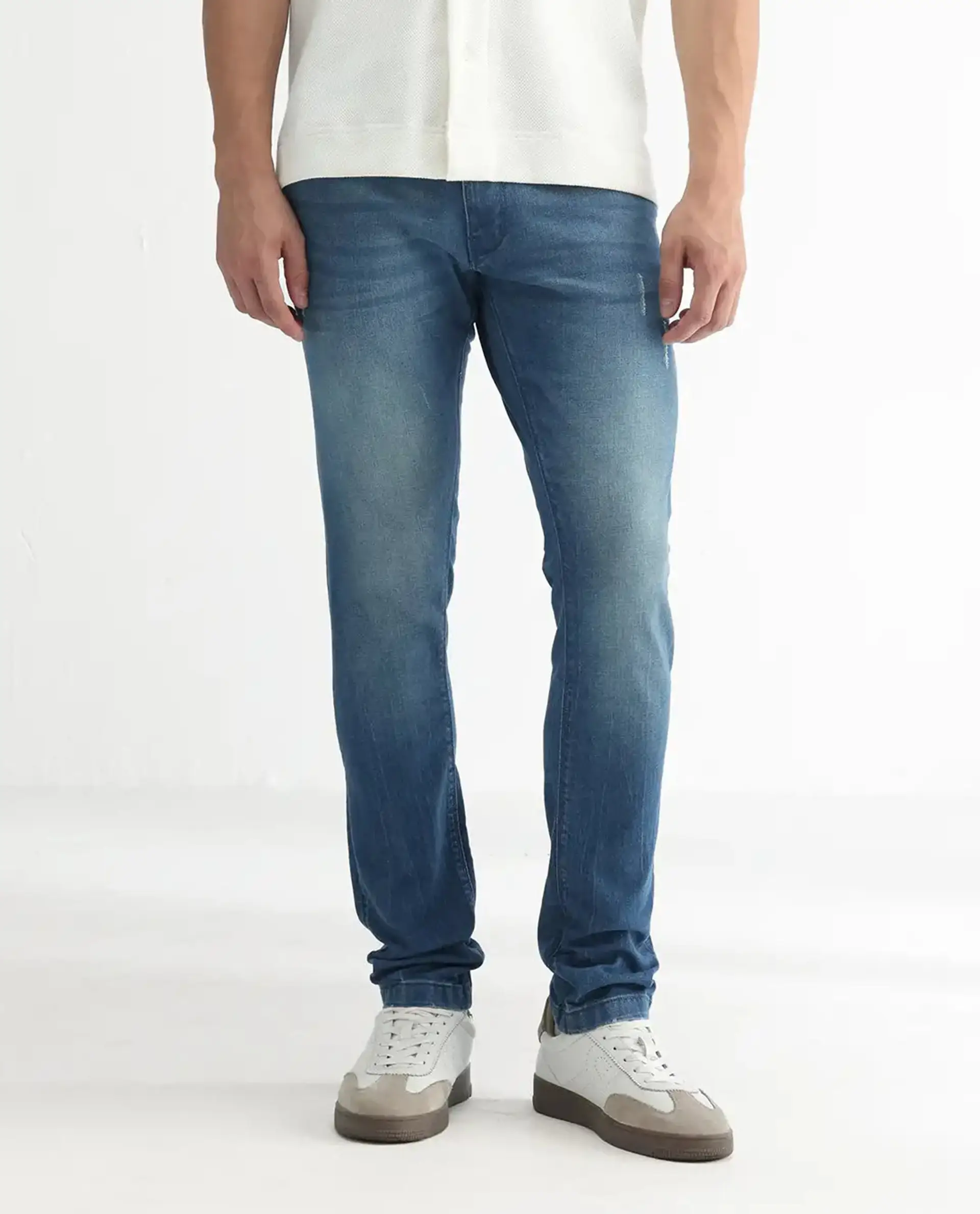 Rare Rabbit Men's Luxen Blue Cotton Plain Hawk Slim Fit Jeans - Image 10