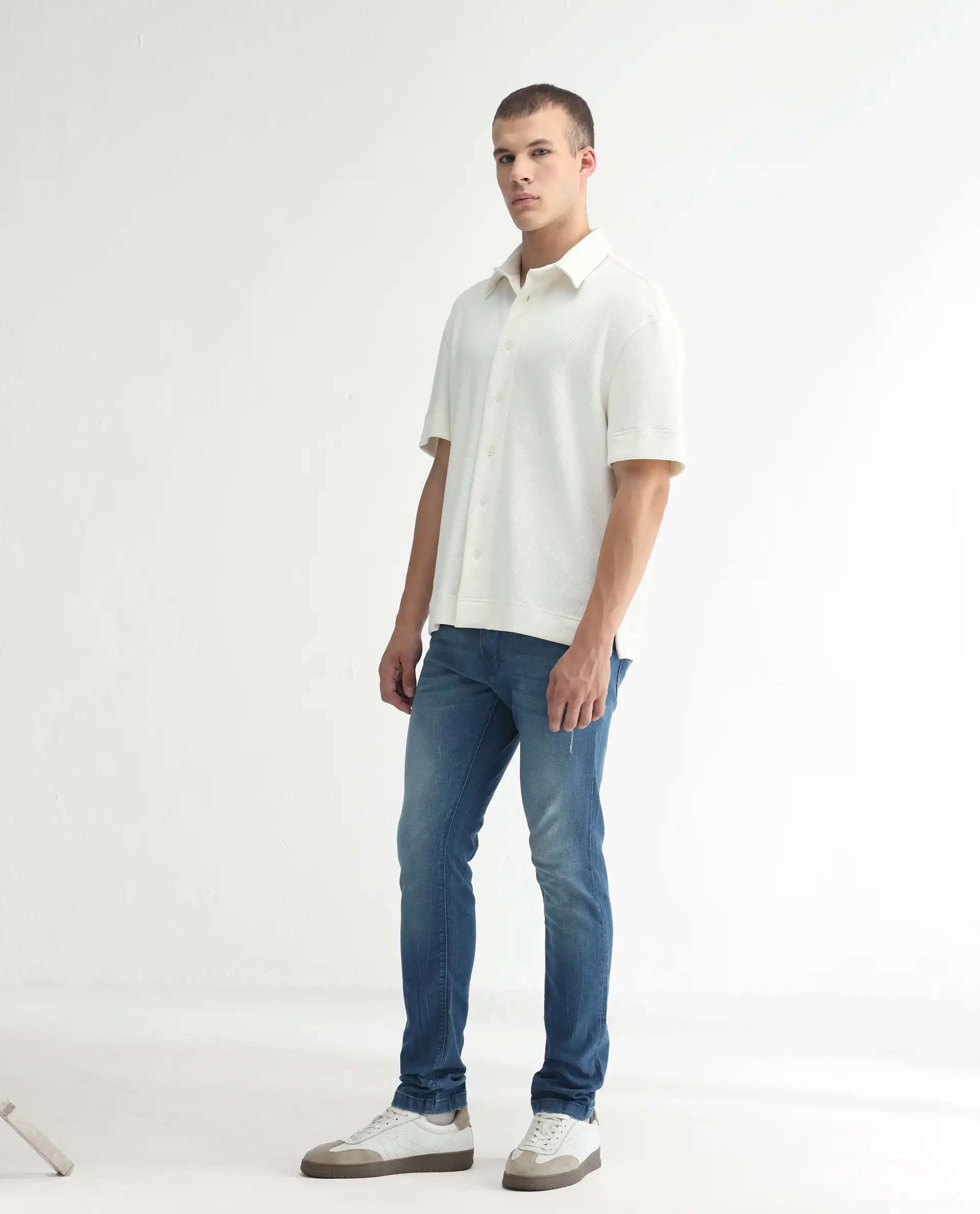 Rare Rabbit Men's Luxen Blue Cotton Plain Hawk Slim Fit Jeans - Image 6