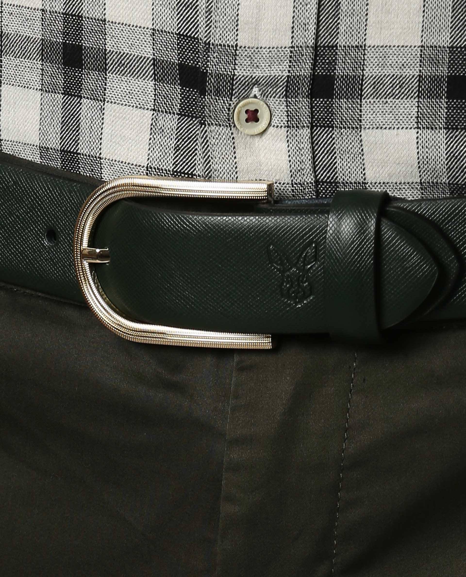 Rare Rabbit Men's Luxur Green Belts Leather Fabric - Image 2