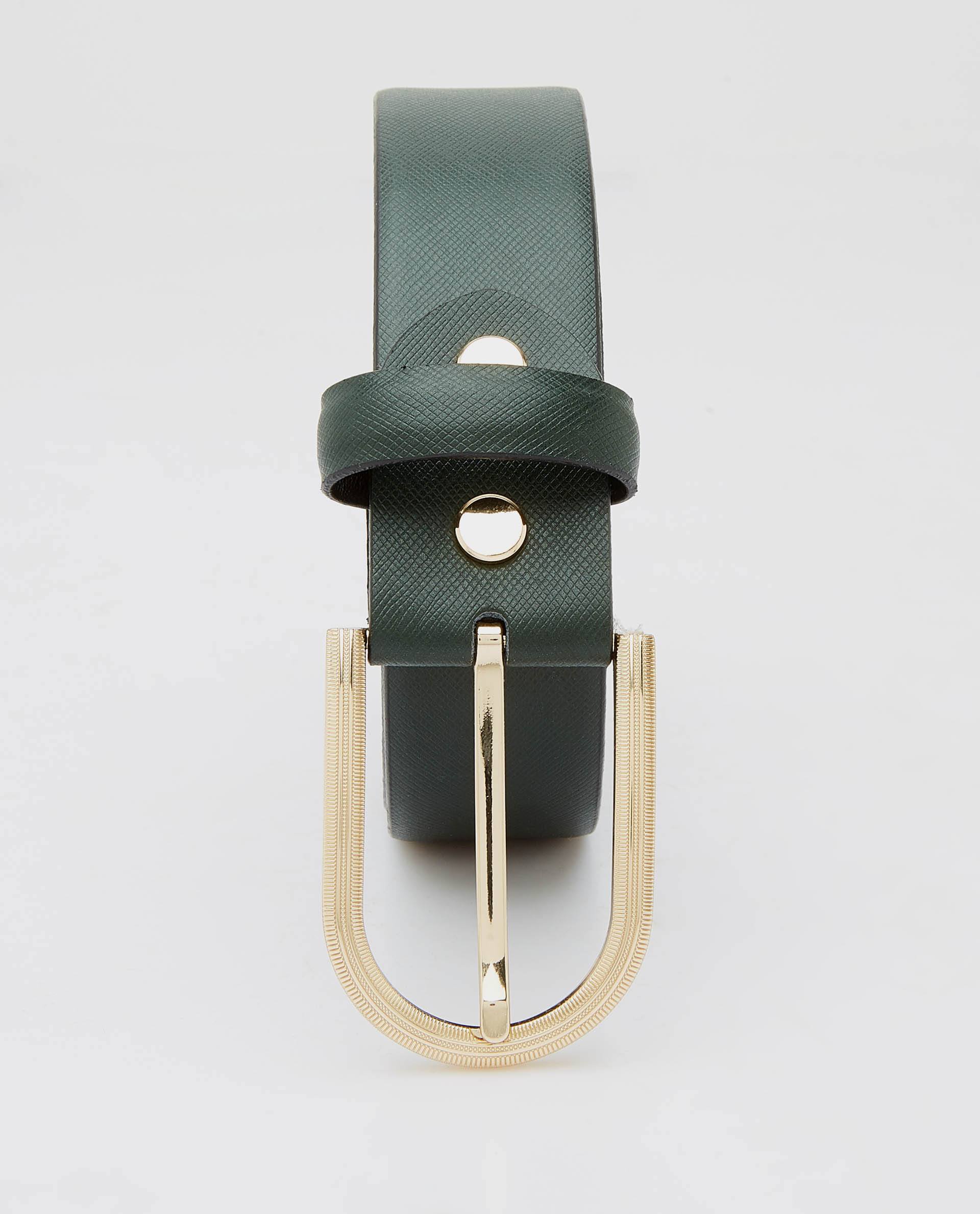 Rare Rabbit Men's Luxur Green Belts Leather Fabric - Image 4