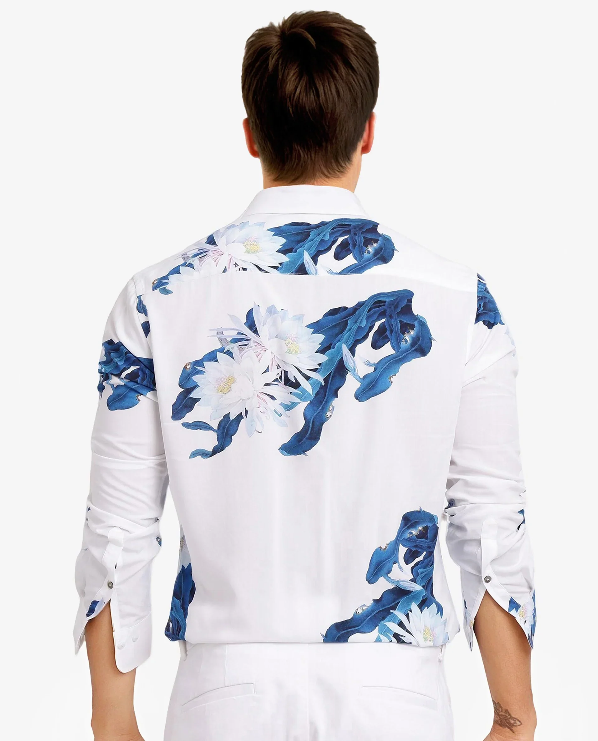 Rare Rabbit Men's Lycro-1 White Viscose Floral Print Regular Fit Full Sleeve Collared Shirt - Image 4