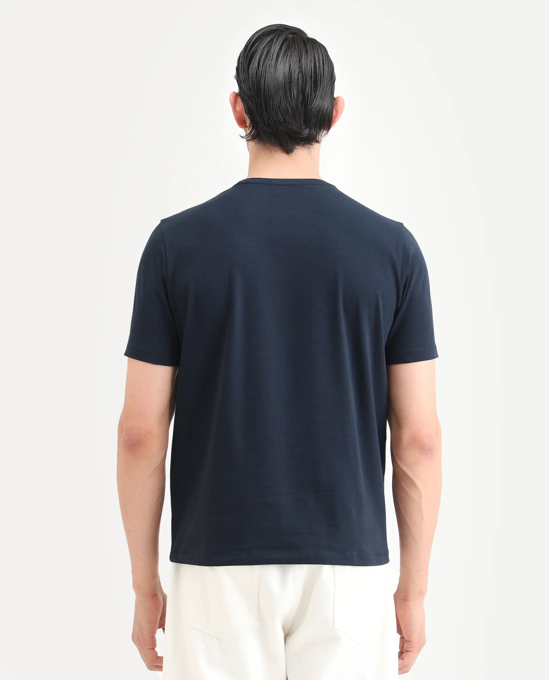 Rare Rabbit Men's Lyne Dark Navy Cotton Blend Fabric Half Sleeve Crew Neck Regular Fit Graphic Print T-Shirt - Image 8