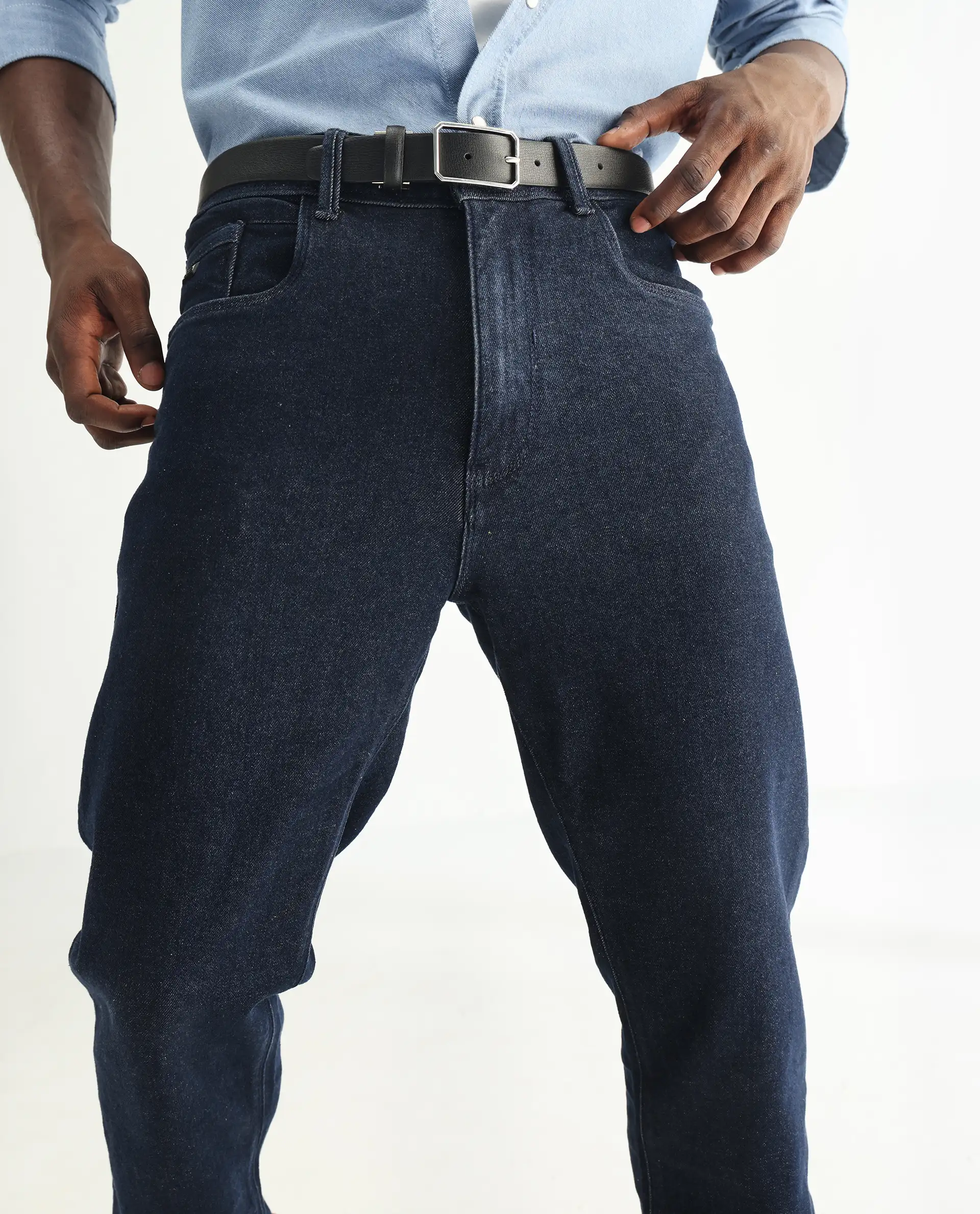 Rare Rabbit Men's Lyon Dark Navy Cotton Plain Hawk Slim Fit Jeans - Image 2