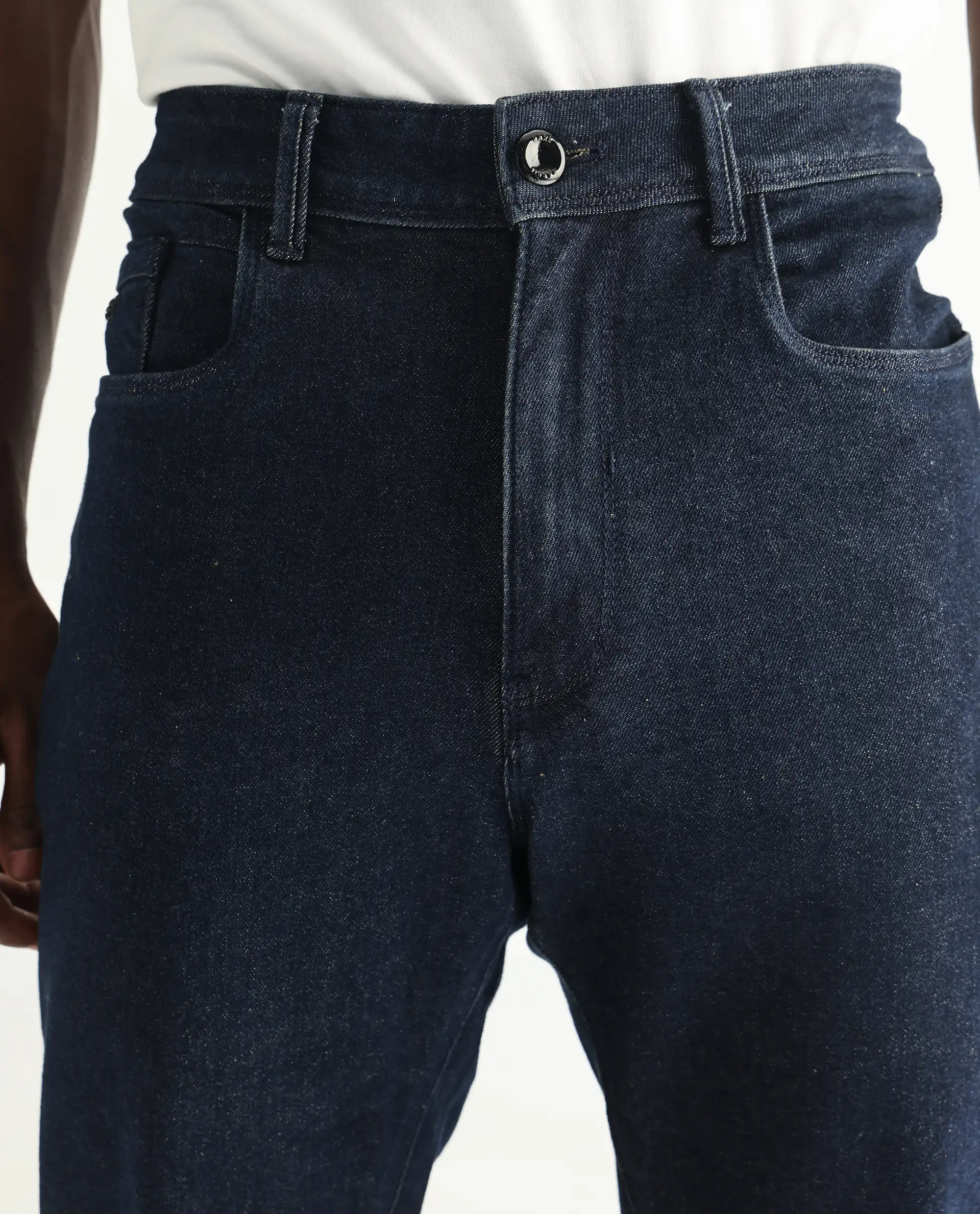 Rare Rabbit Men's Lyon Dark Navy Cotton Plain Hawk Slim Fit Jeans - Image 7