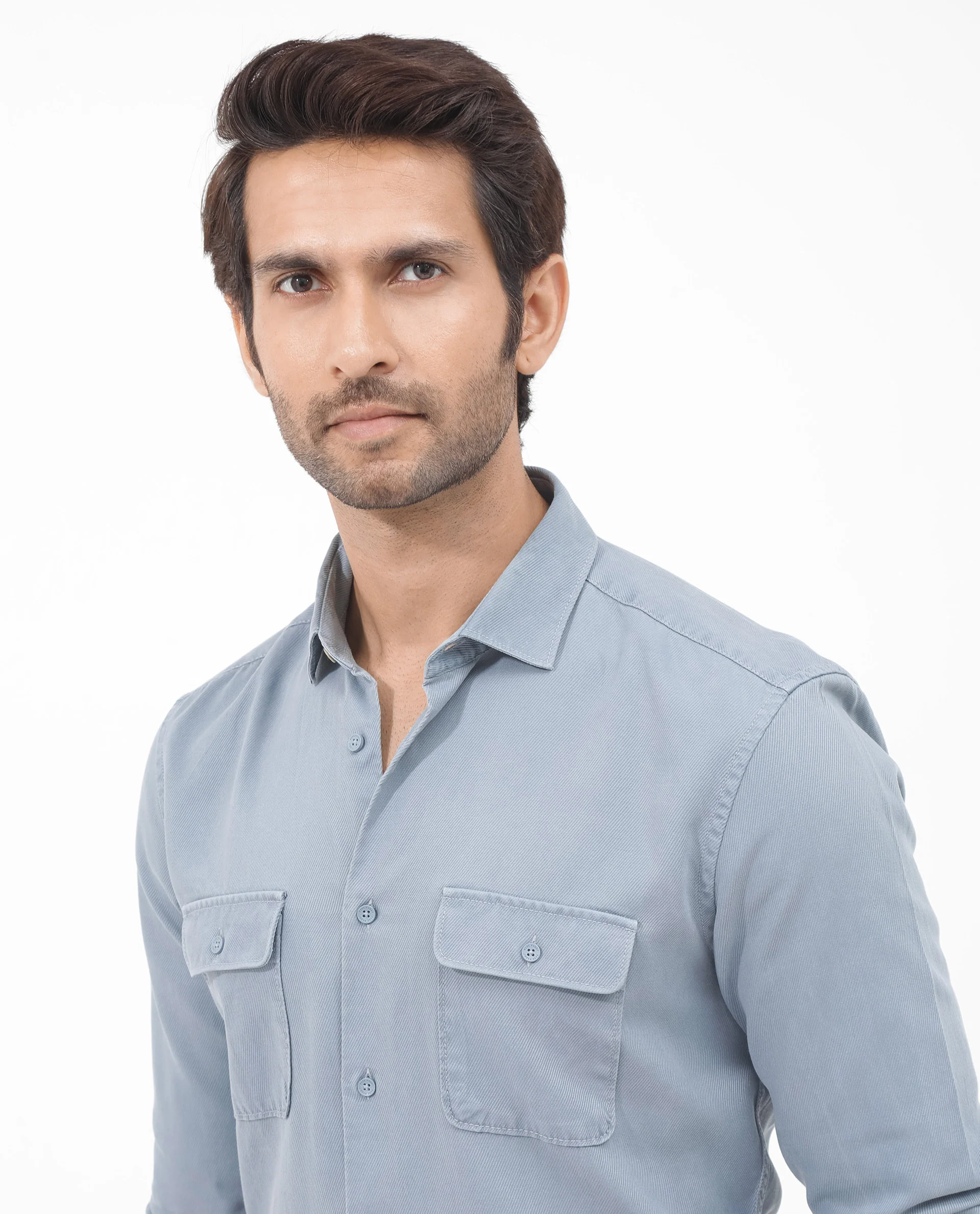 Rare Rabbit Men's Lyton-2 Dusky Blue Cotton Plain Regular Fit Full Sleeve Collared Shirt - Image 6
