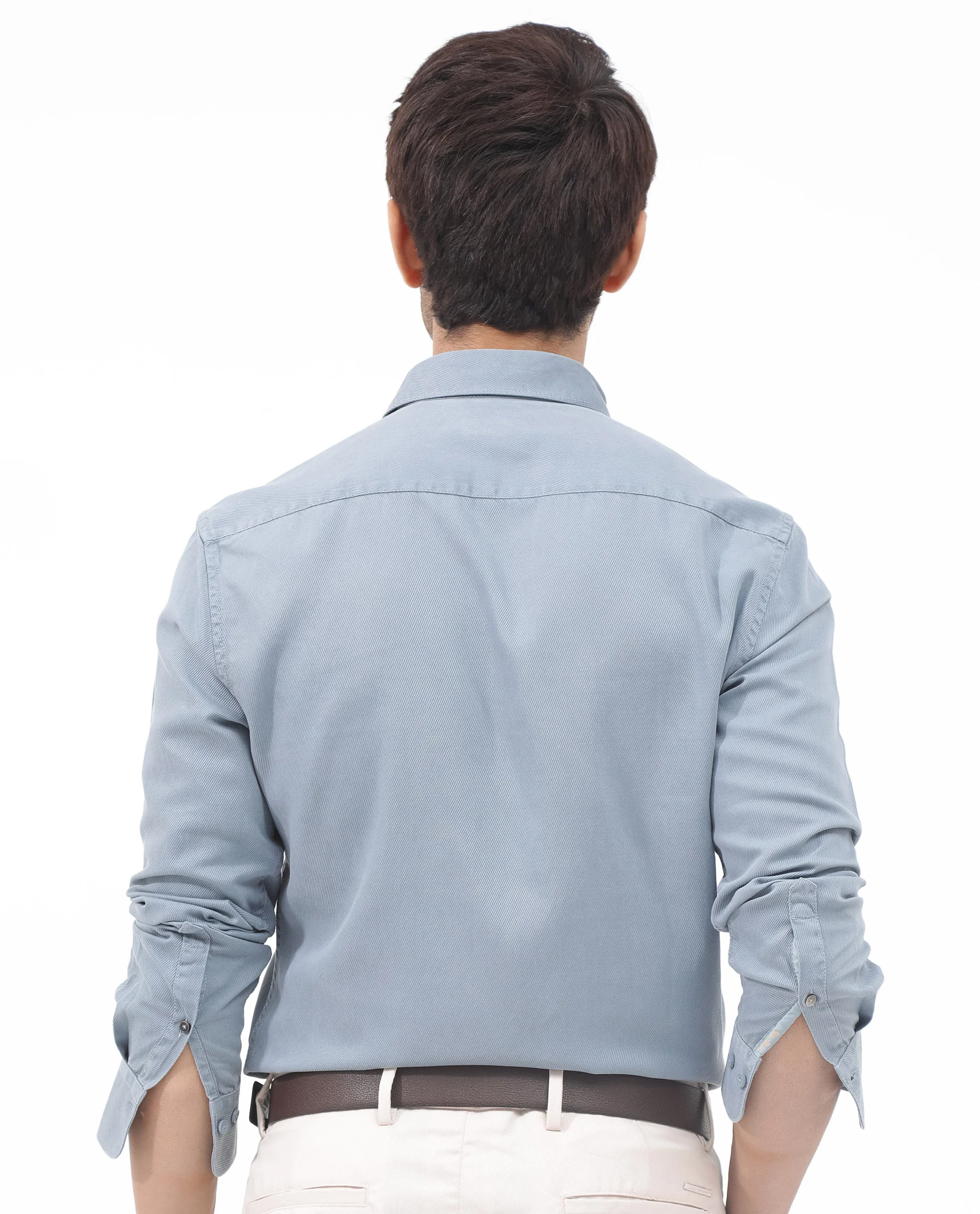 Rare Rabbit Men's Lyton-2 Dusky Blue Cotton Plain Regular Fit Full Sleeve Collared Shirt - Image 8