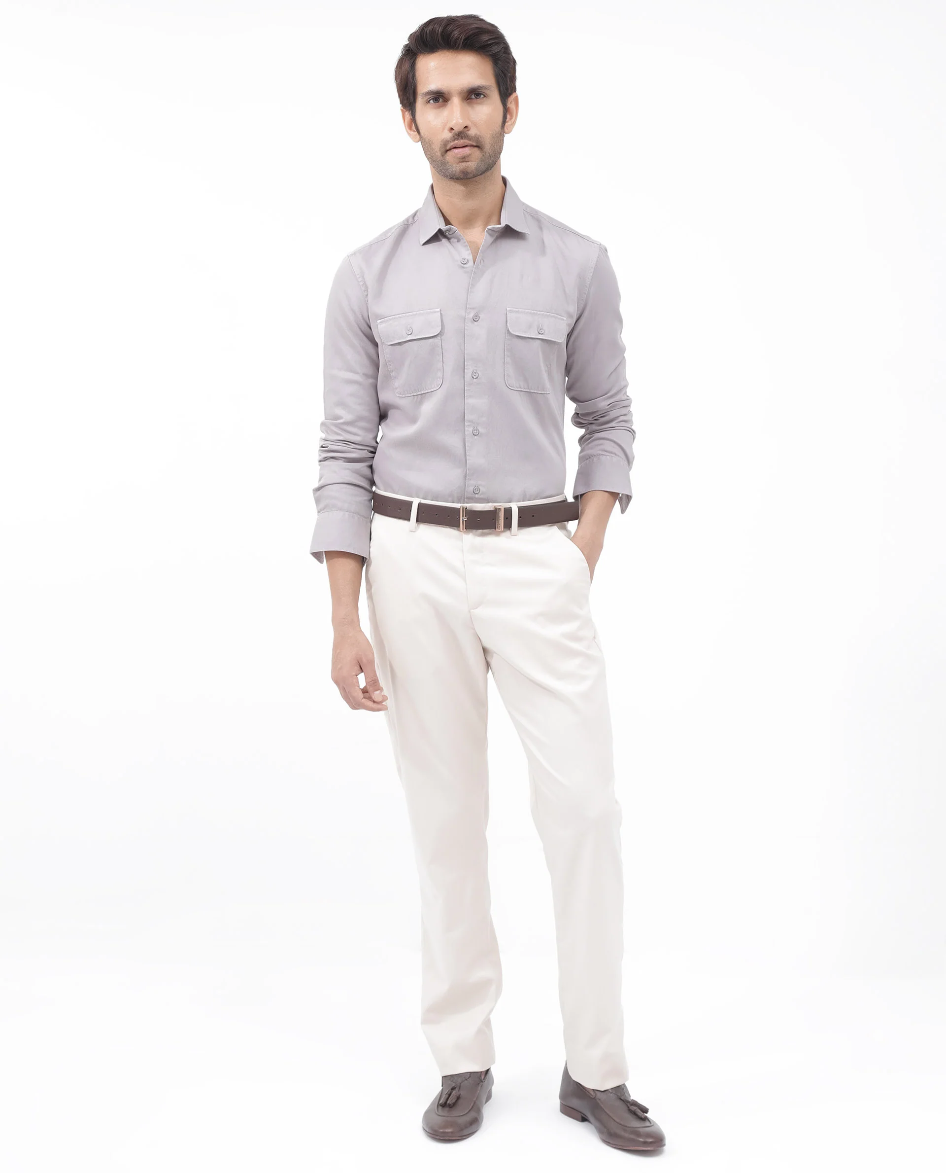 Rare Rabbit Men's Lyton-2 Dusky Purple Cotton Plain Regular Fit Full Sleeve Collared Shirt - Image 2