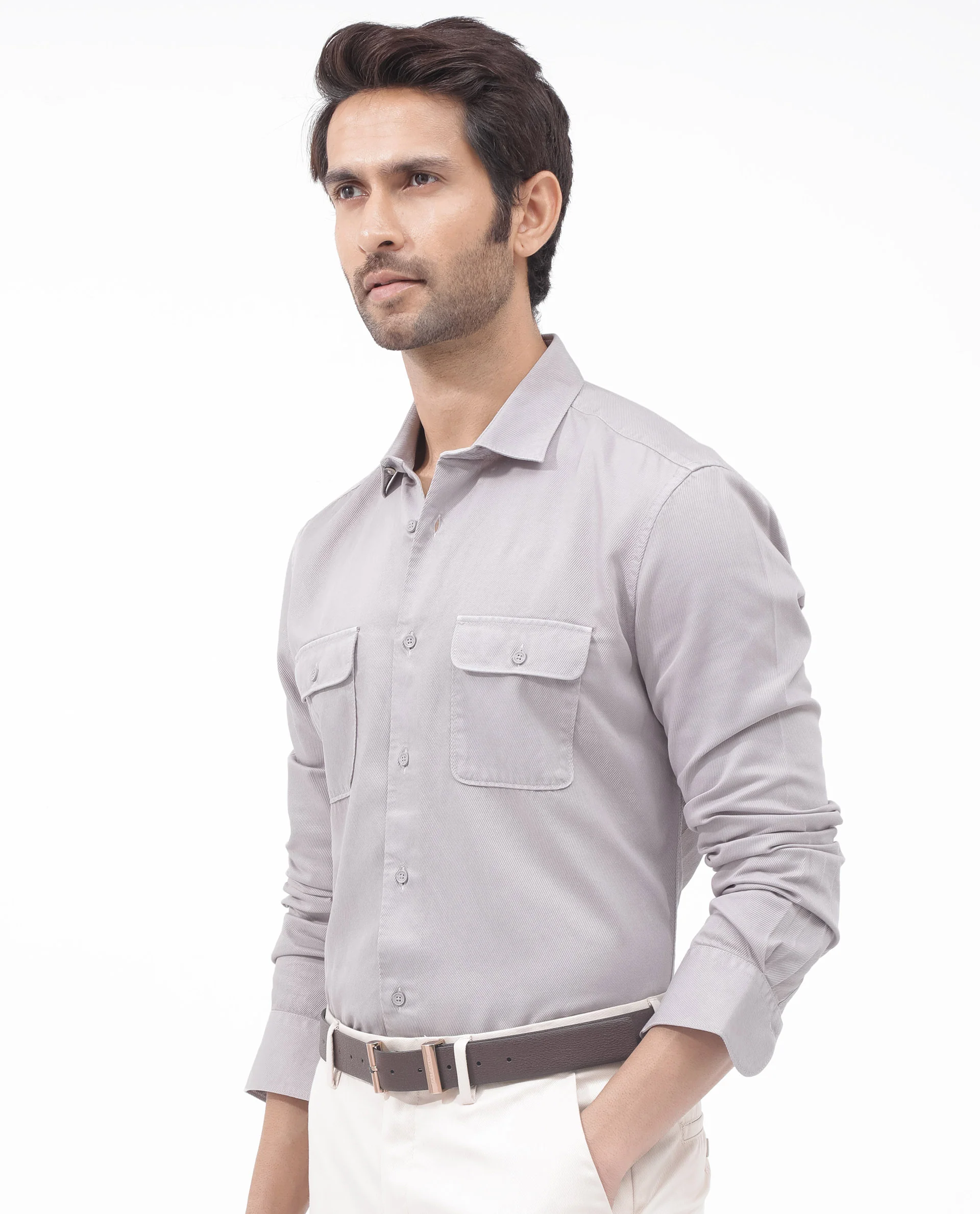 Rare Rabbit Men's Lyton-2 Dusky Purple Cotton Plain Regular Fit Full Sleeve Collared Shirt - Image 3