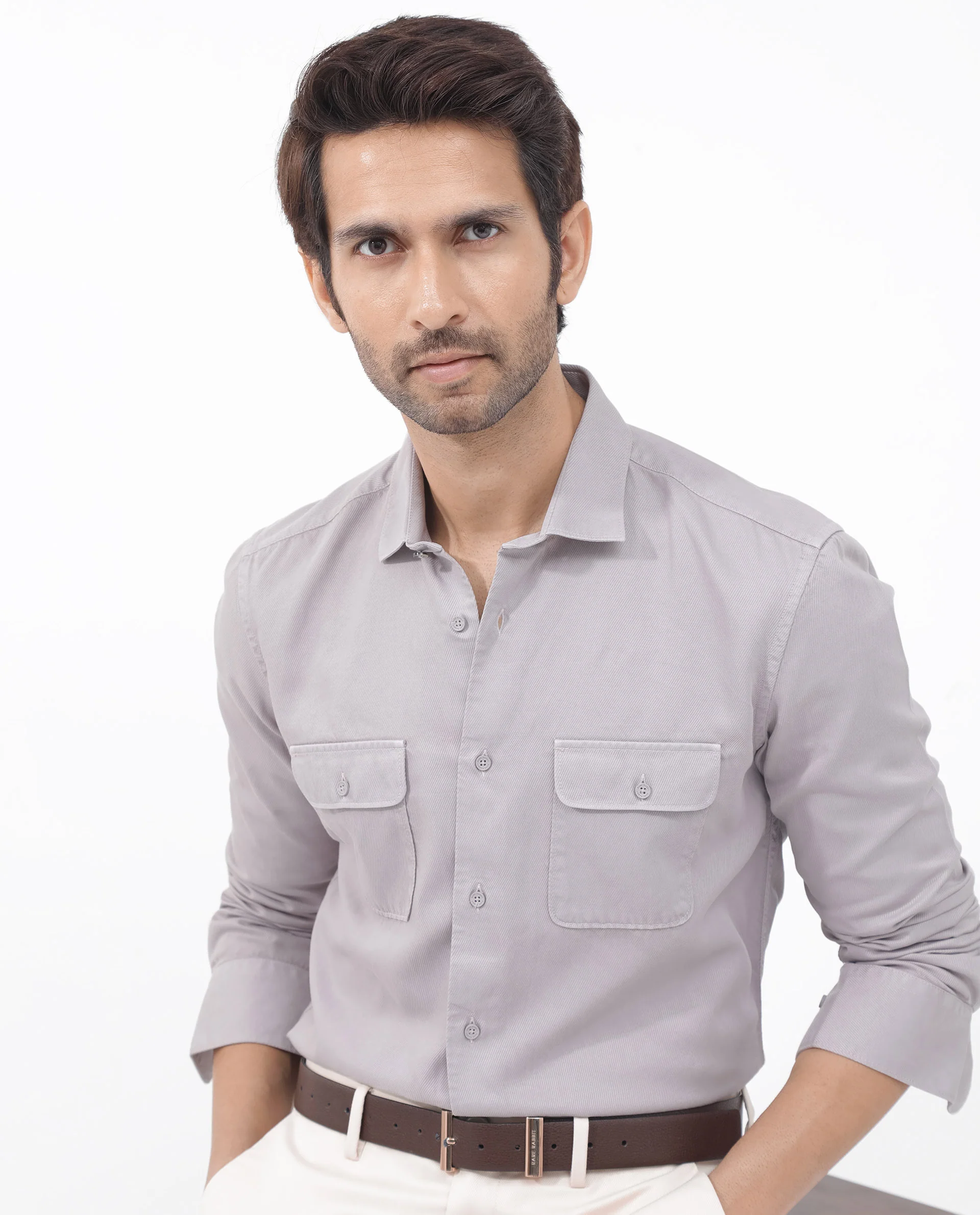 Rare Rabbit Men's Lyton-2 Dusky Purple Cotton Plain Regular Fit Full Sleeve Collared Shirt - Image 6